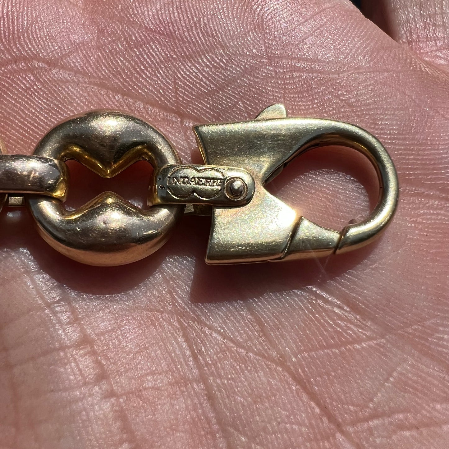Vintage 14k UnoAerre Chunky Puffed Mariner Bracelet