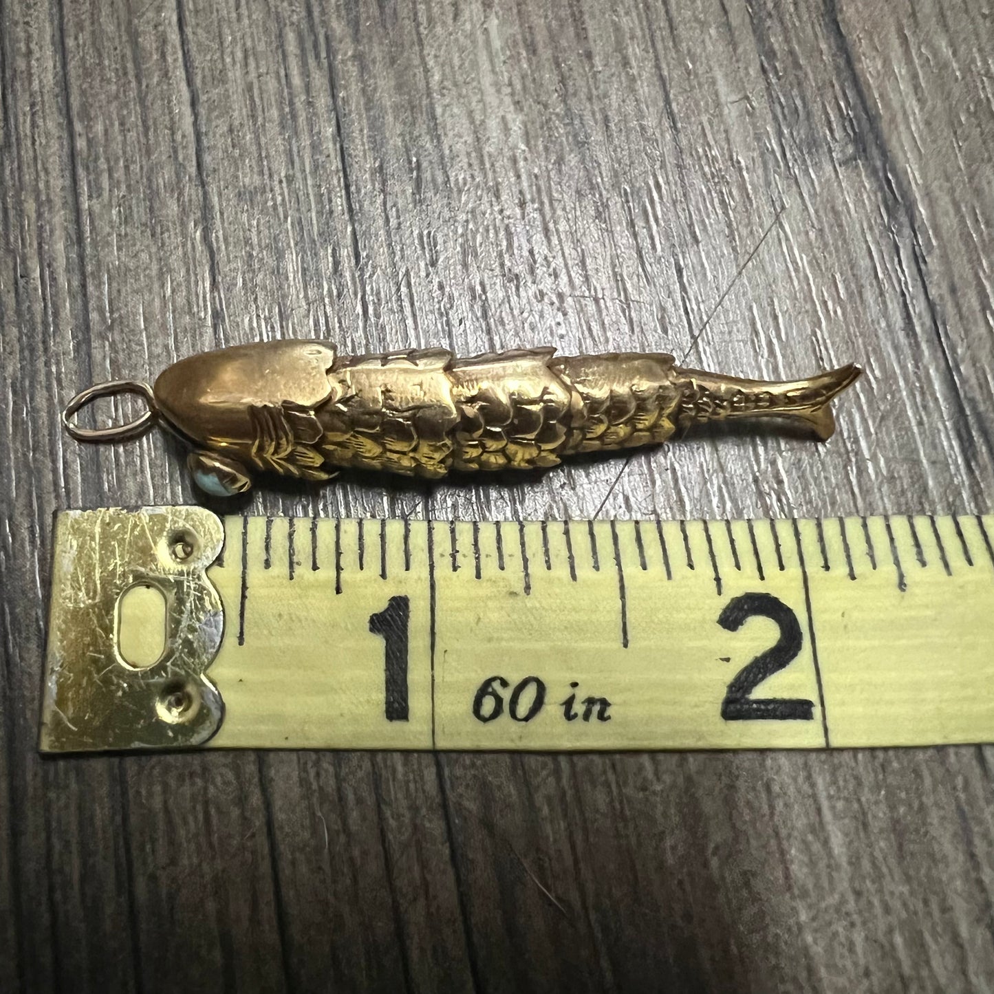 Antique 18k Persian Turquoise Articulated Fish Pendant