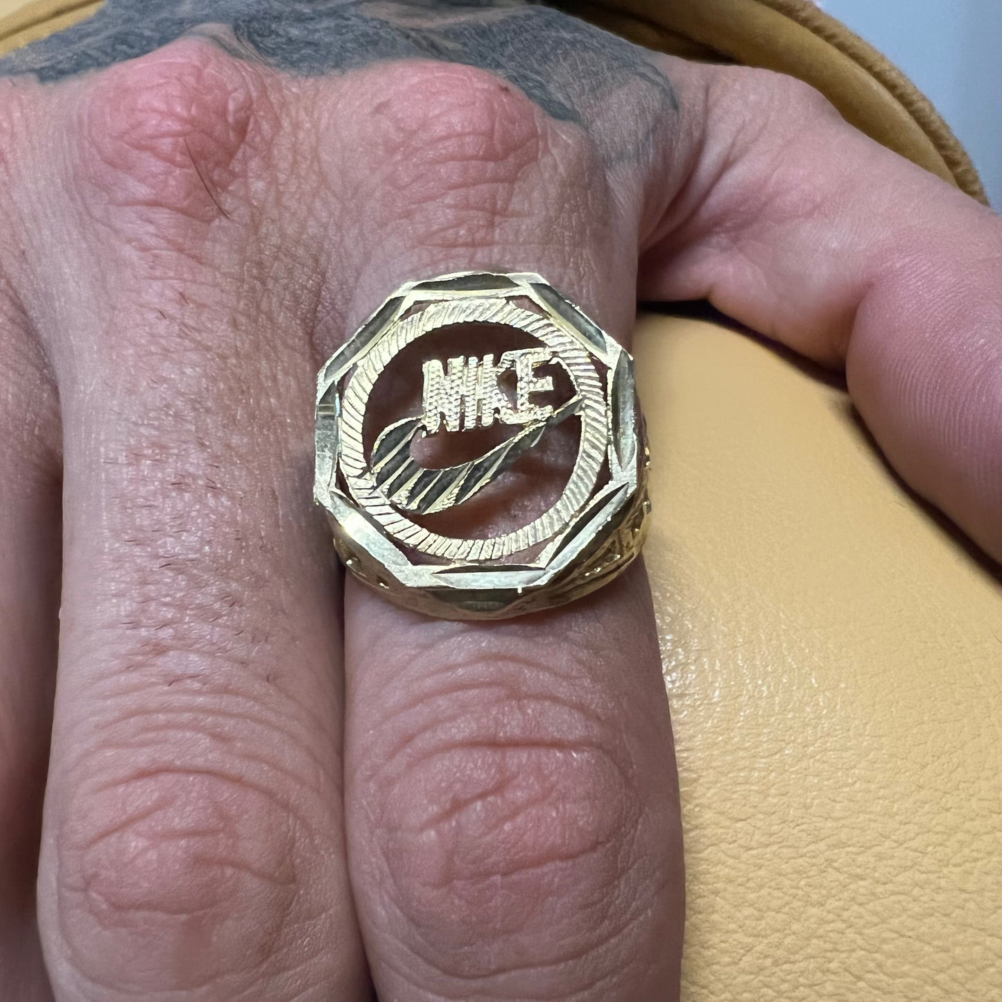 1990’s 10K Diamondcut Nike Octagon Ring