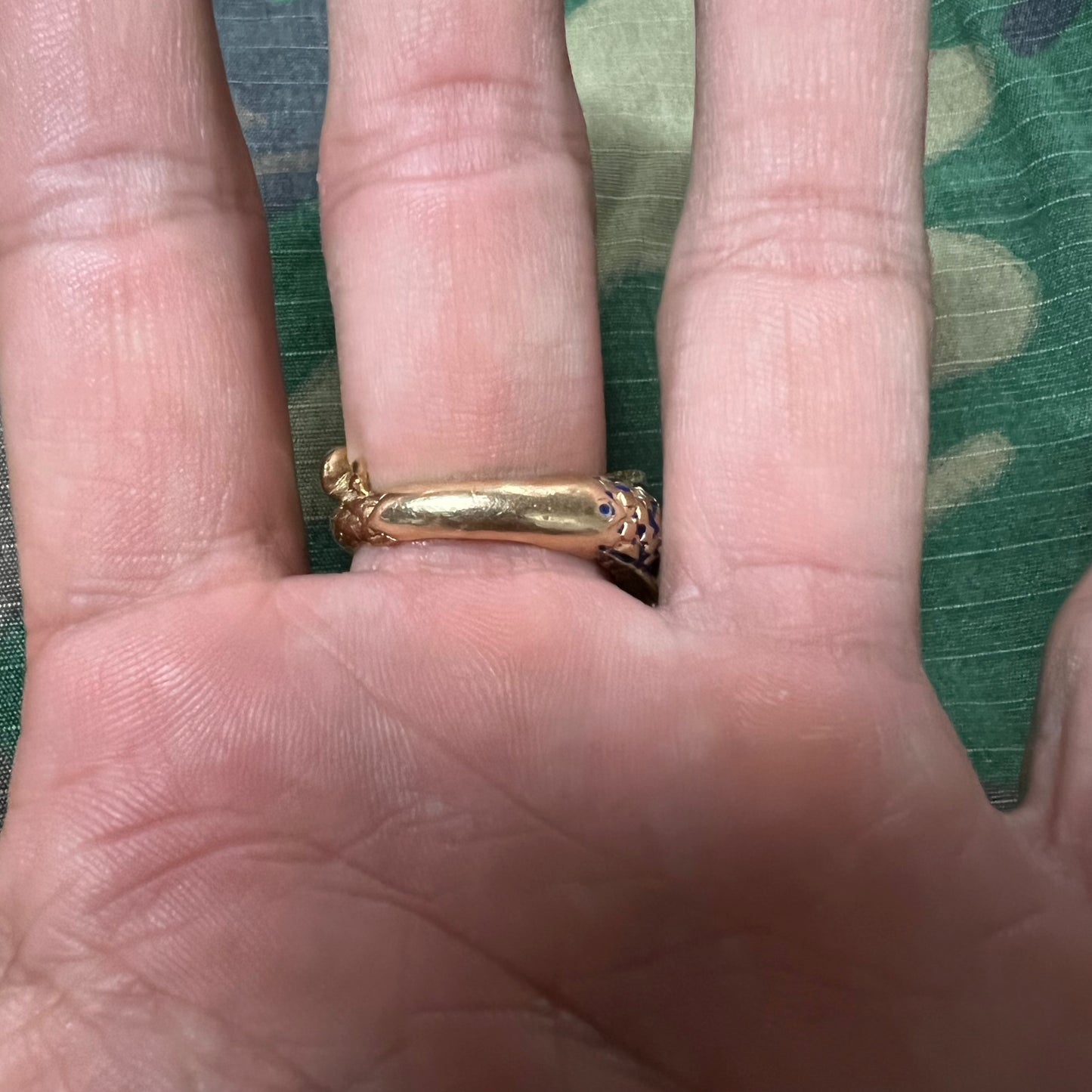 18k Enamel Etruscan Revival Cobra Ring