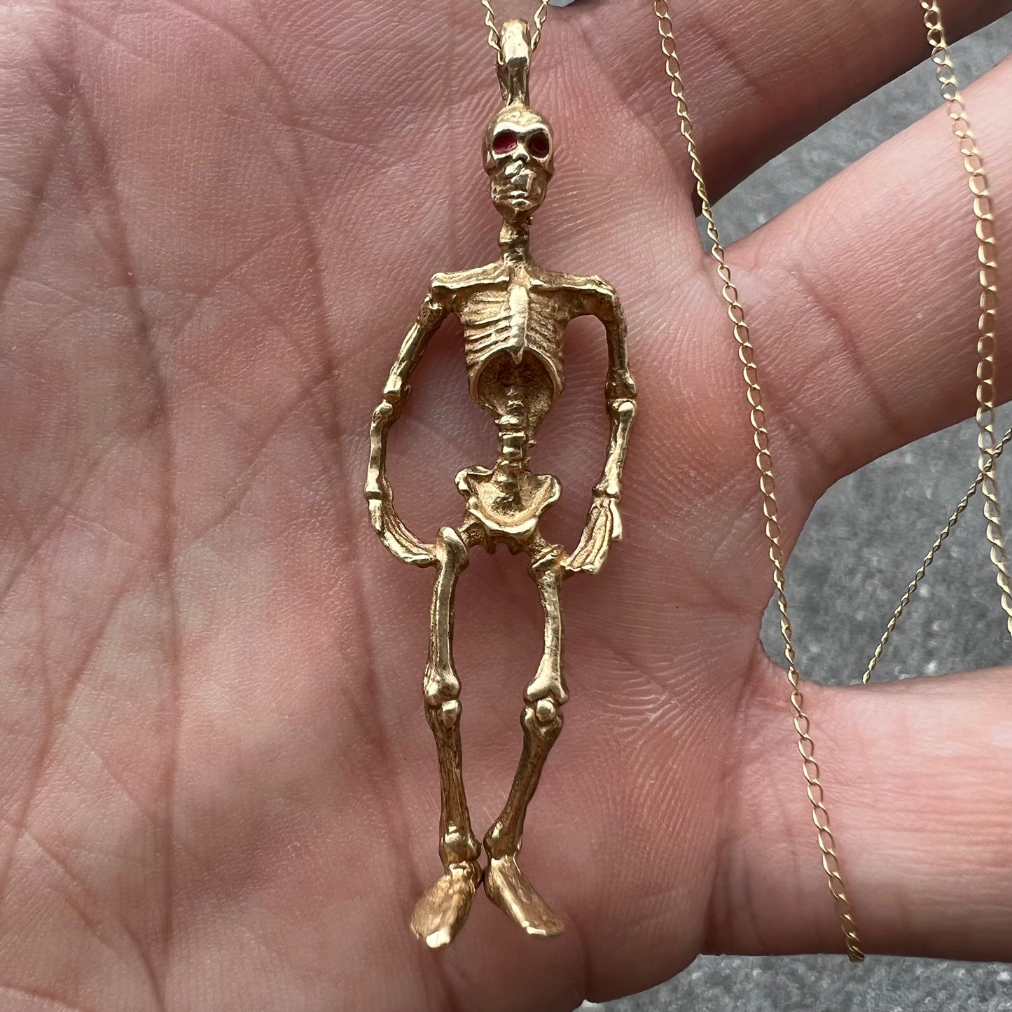 Solid 14k Skeleton Pendant *Free Necklace Included*