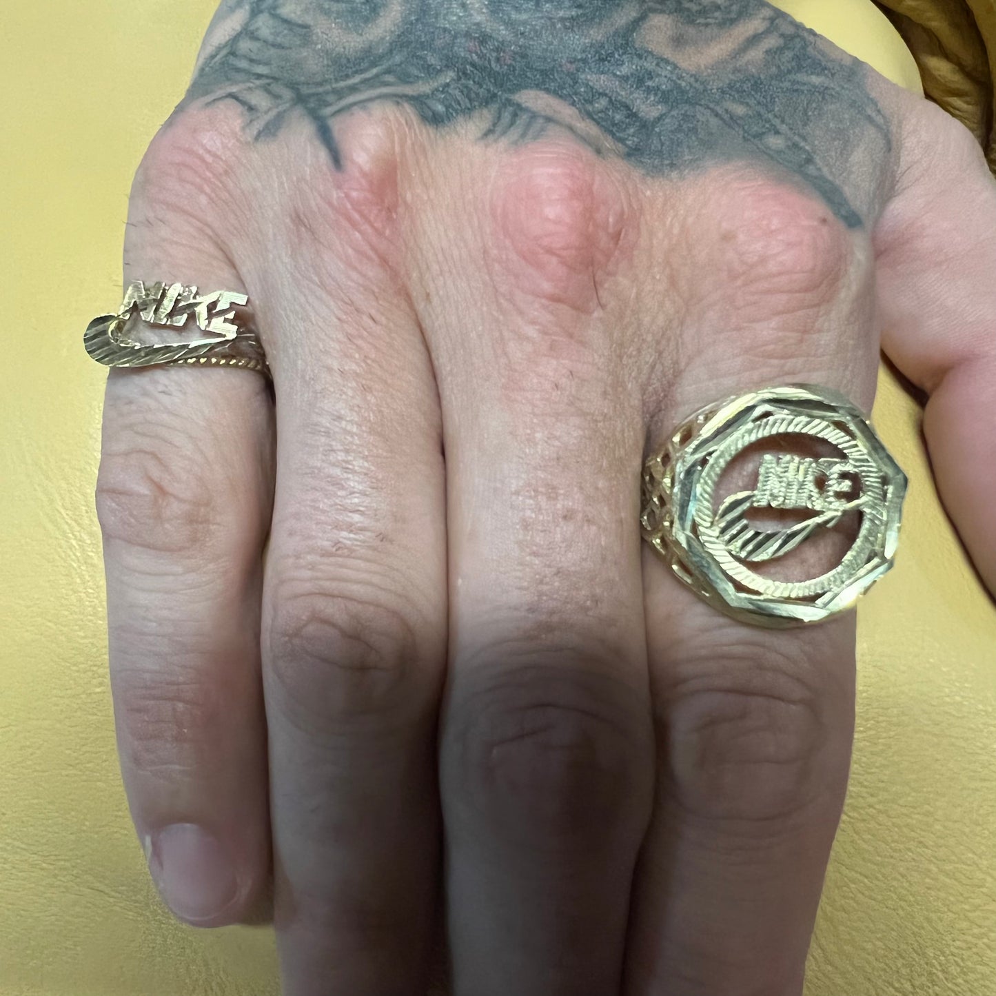 1990’s 10K Diamondcut Nike Octagon Ring