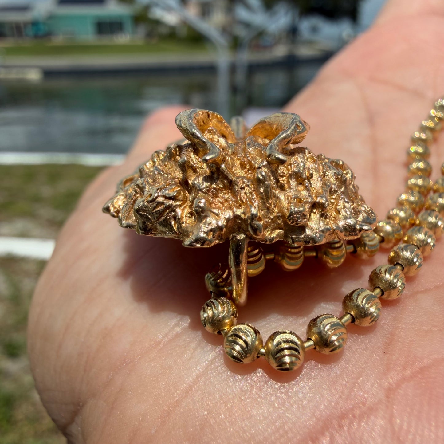 Vintage Solid 14k Yellow Gold Large Dionysus/Bacchus Pendant