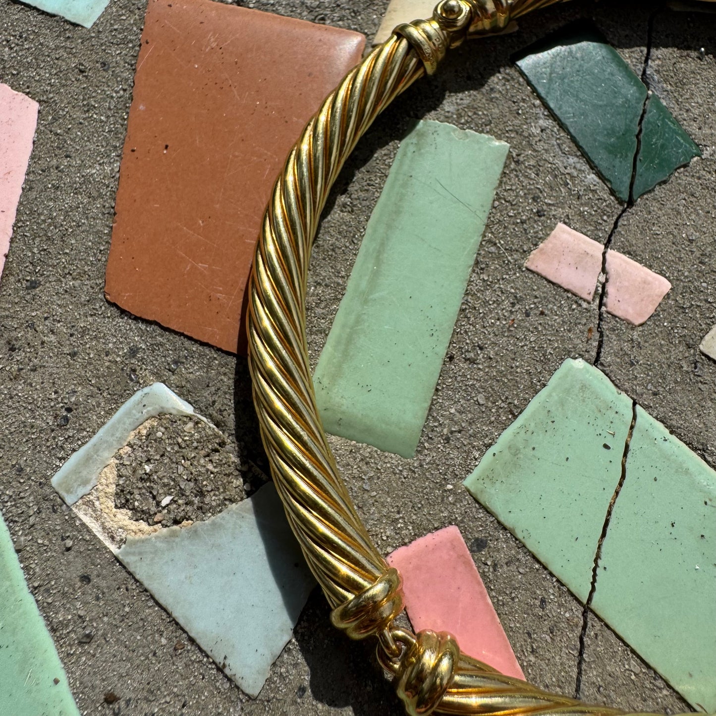 Vintage David Yurman 18k Yellow Gold Natural Diamond And Ruby Cable Link Buckle Necklace (16”)