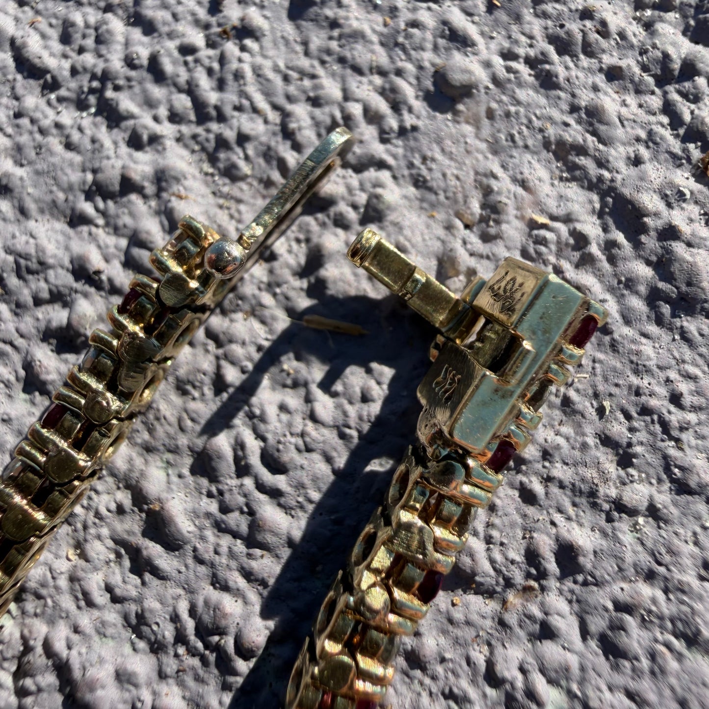 Vintage Solid 14k Yellow Gold 3.0ctw Natural Diamond And Ruby Tennis Bracelet (6.5”)