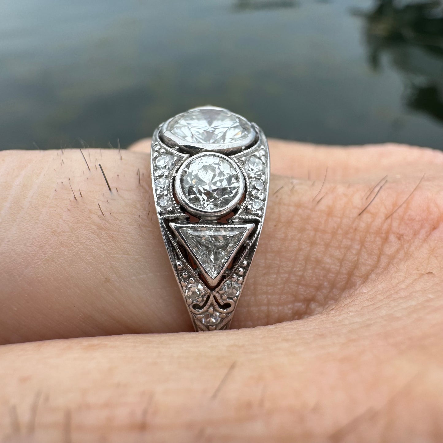 Antique Platinum 2.50ctw Natural Old Cut Diamond Ring (8)