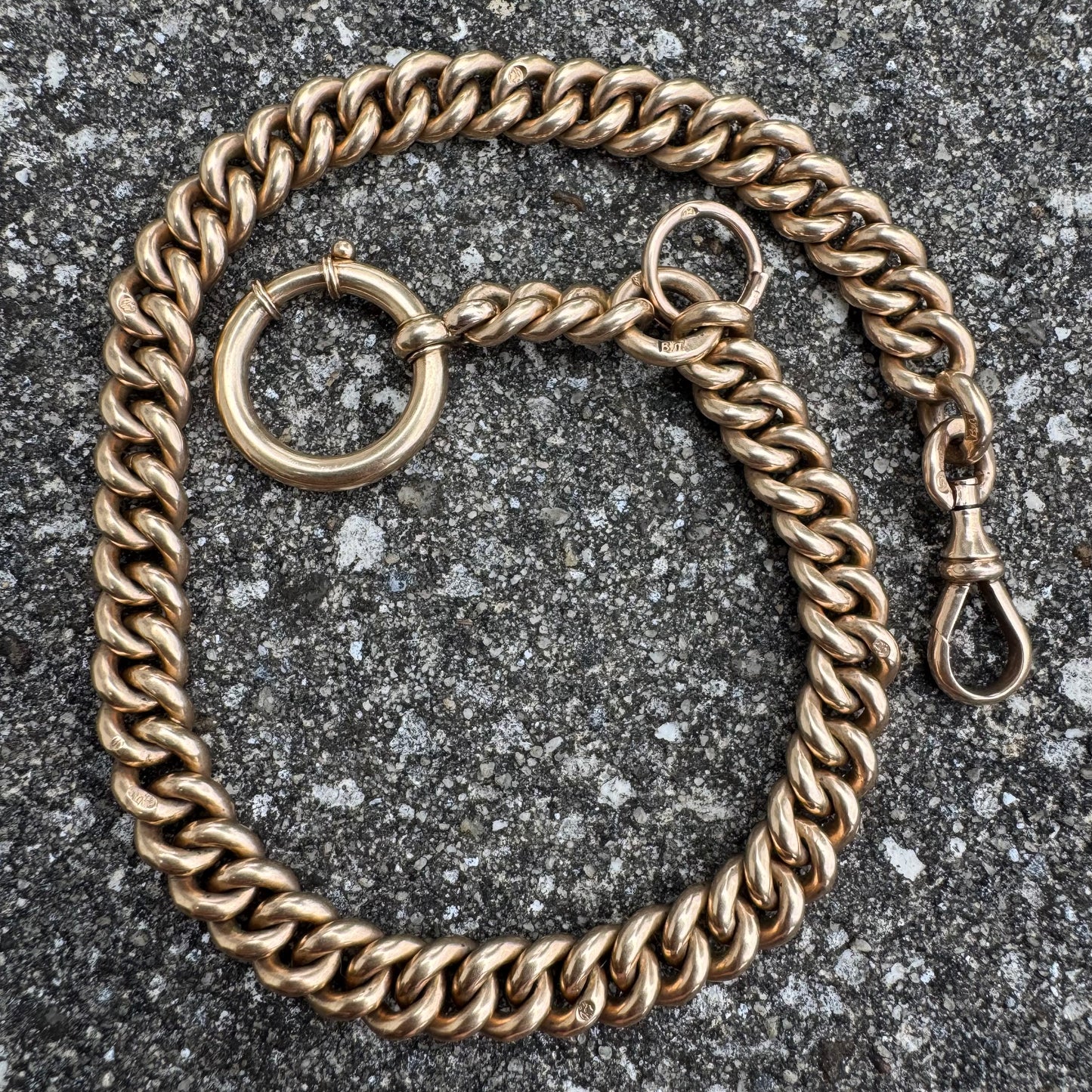 Antique Russian Hallmarked Solid 14k Gold Heavyweight Watch Chain (13.25”)