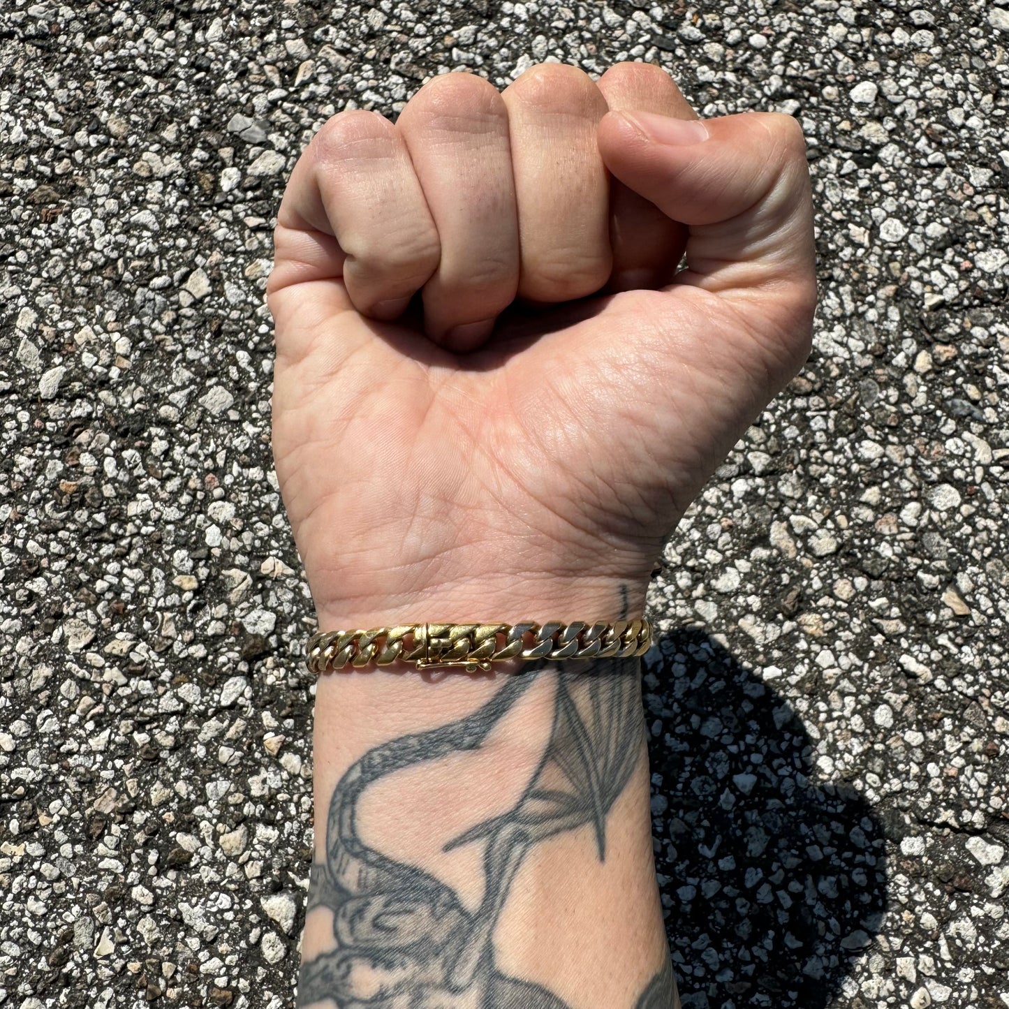 Vintage Solid 18k Two-Tone Yellow And White Gold Miami Cuban Link Bracelet (7.5”)