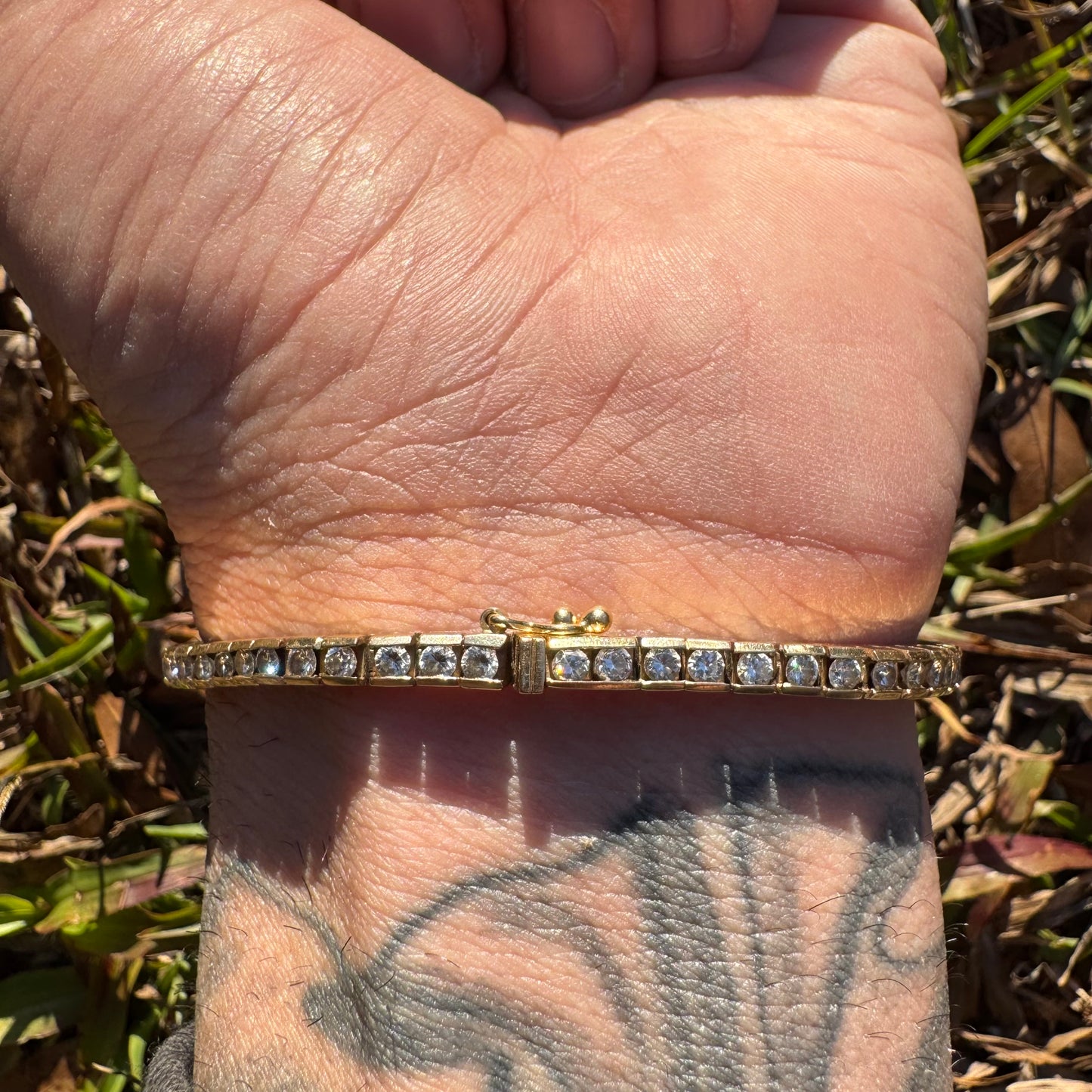 Vintage Solid 14k Yellow Gold 3.5ctw Natural Diamond Tennis Bracelet (6.75”)