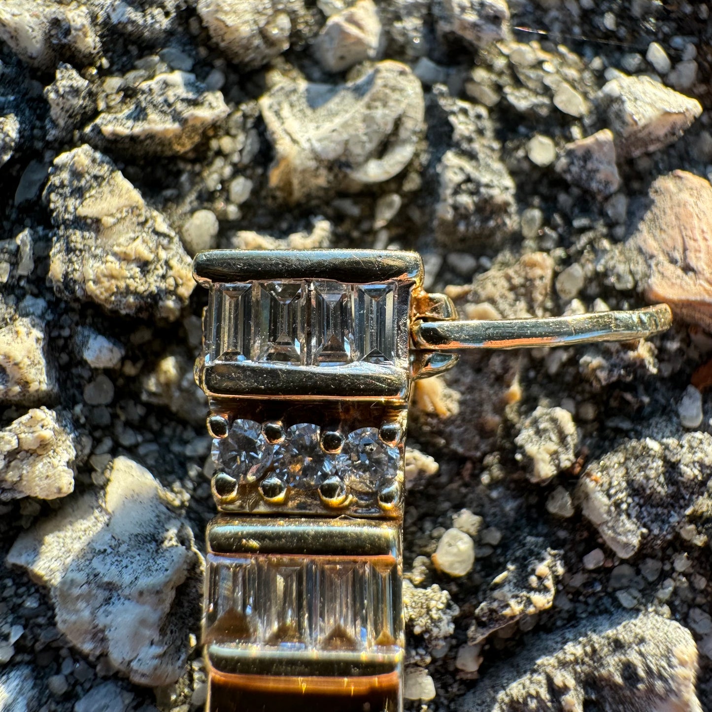 Vintage 5.0CTW Natural Diamond Custom Made 14k Yellow Gold Bracelet (6.75”)