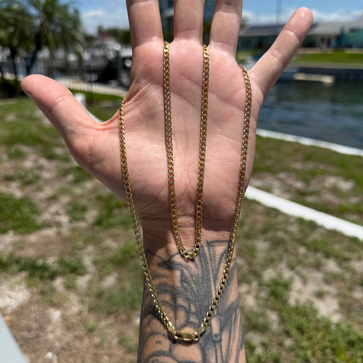 Vintage Solid 18k Italian Yellow Gold Classic Cuban Link Necklace (28”)