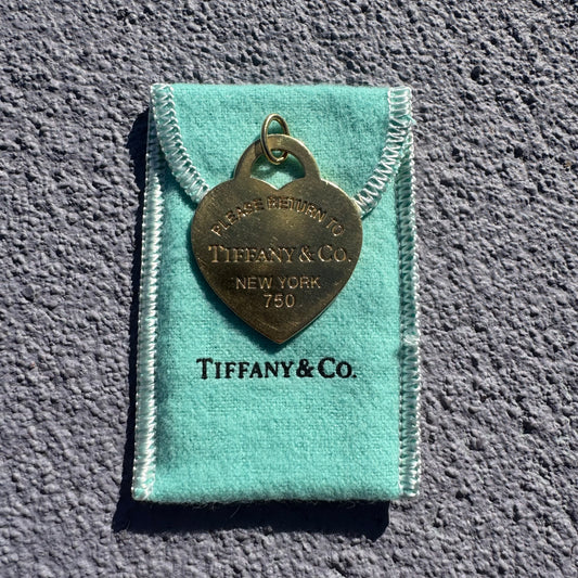 Vintage Tiffany & Co. Solid 18k Yellow Gold Extra Large “Return To Tiffany” Heart Pendant