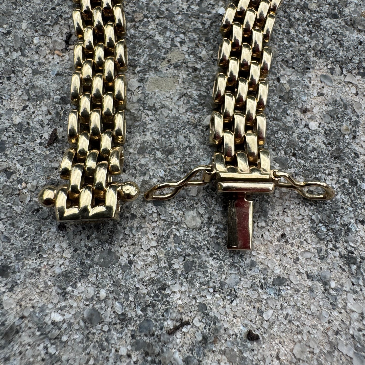 Vintage Solid 14k Yellow Gold Panthère Link Bracelet (7.25”)