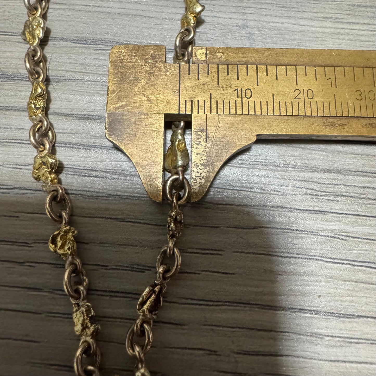 1890’s Yukon Gold Rush Era Natural Raw 20k Gold Nugget Cross Fob Watch Chain Necklace (16.5”)