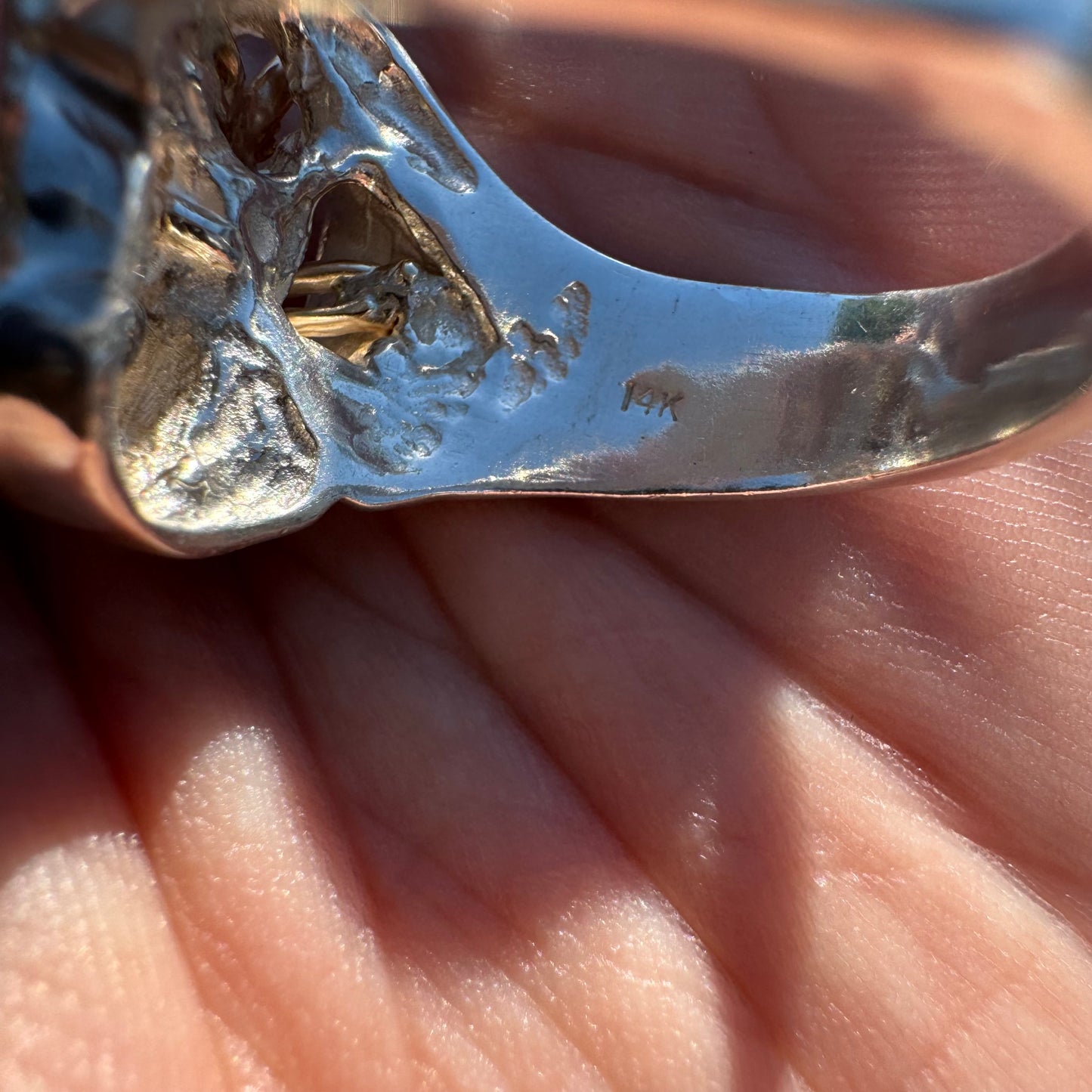 Vintage 14k Yellow Gold And Sterling Silver Grim Reaper Ring (11.75)