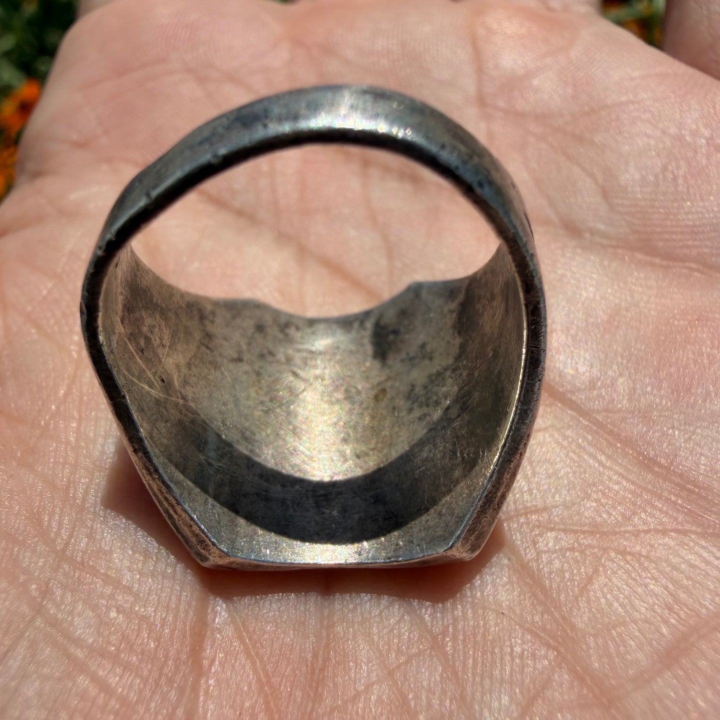 1930’s/40’s Sterling Silver Turquoise Thunderbird Signet Ring (8.75)