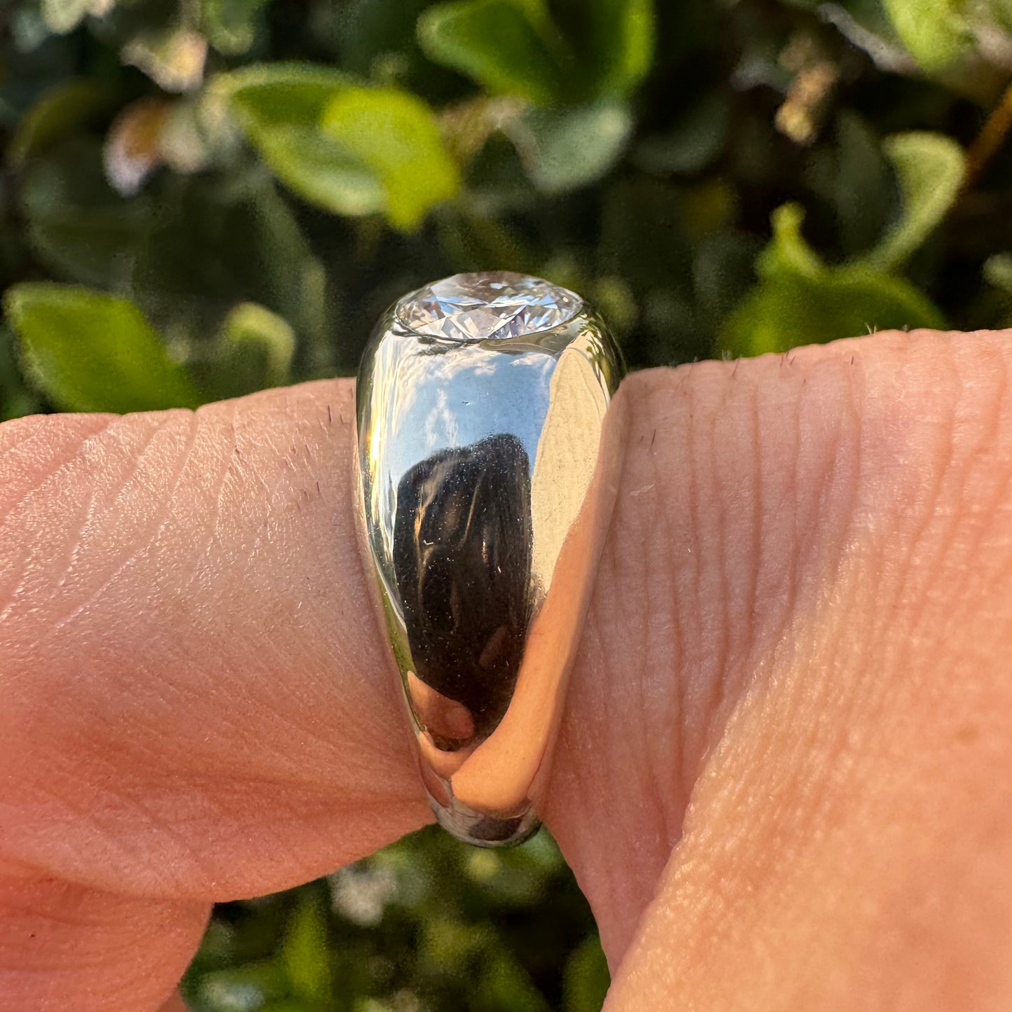 Antique Solid 14k White Gold 1.25ct Natural Old Euro Cut Diamond Gypsy Ring (7.25)