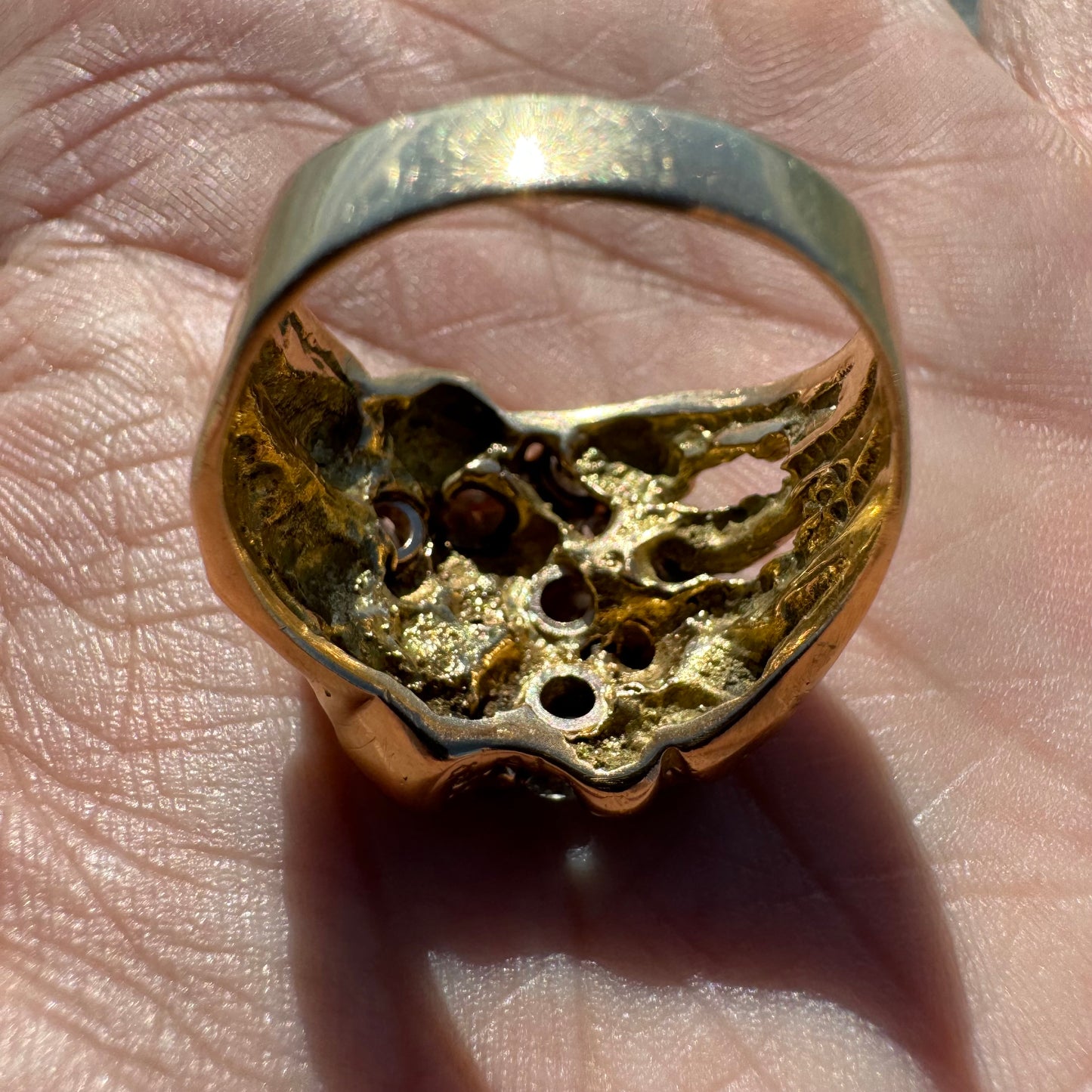 Vintage 14k Yellow Gold 2.0CTW Natural Diamond Nugget Cluster Ring (9.5)
