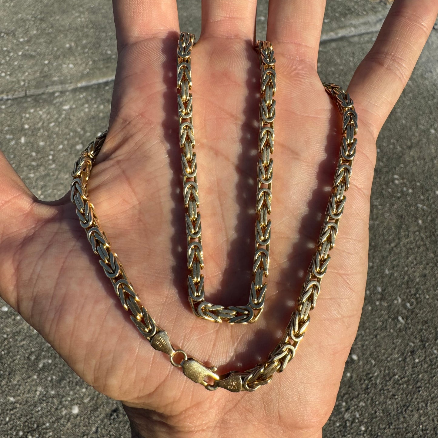 Vintage Sold 14k Yellow Gold Heavyweight Classic Byzantine Link Necklace (19”)
