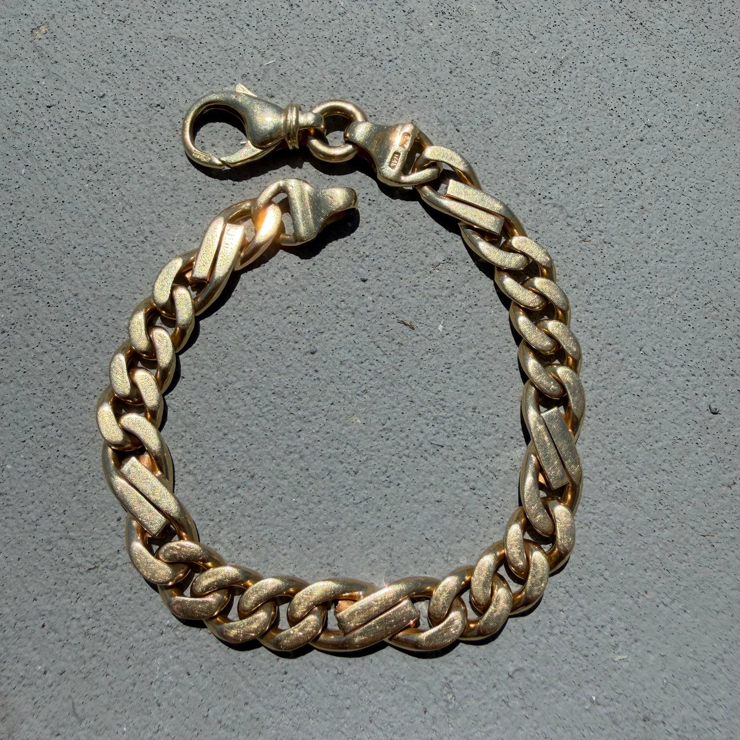 Vintage Solid 14k Yellow Italian Gold Super Heavyweight Tony Soprano Link Bracelet (8”)