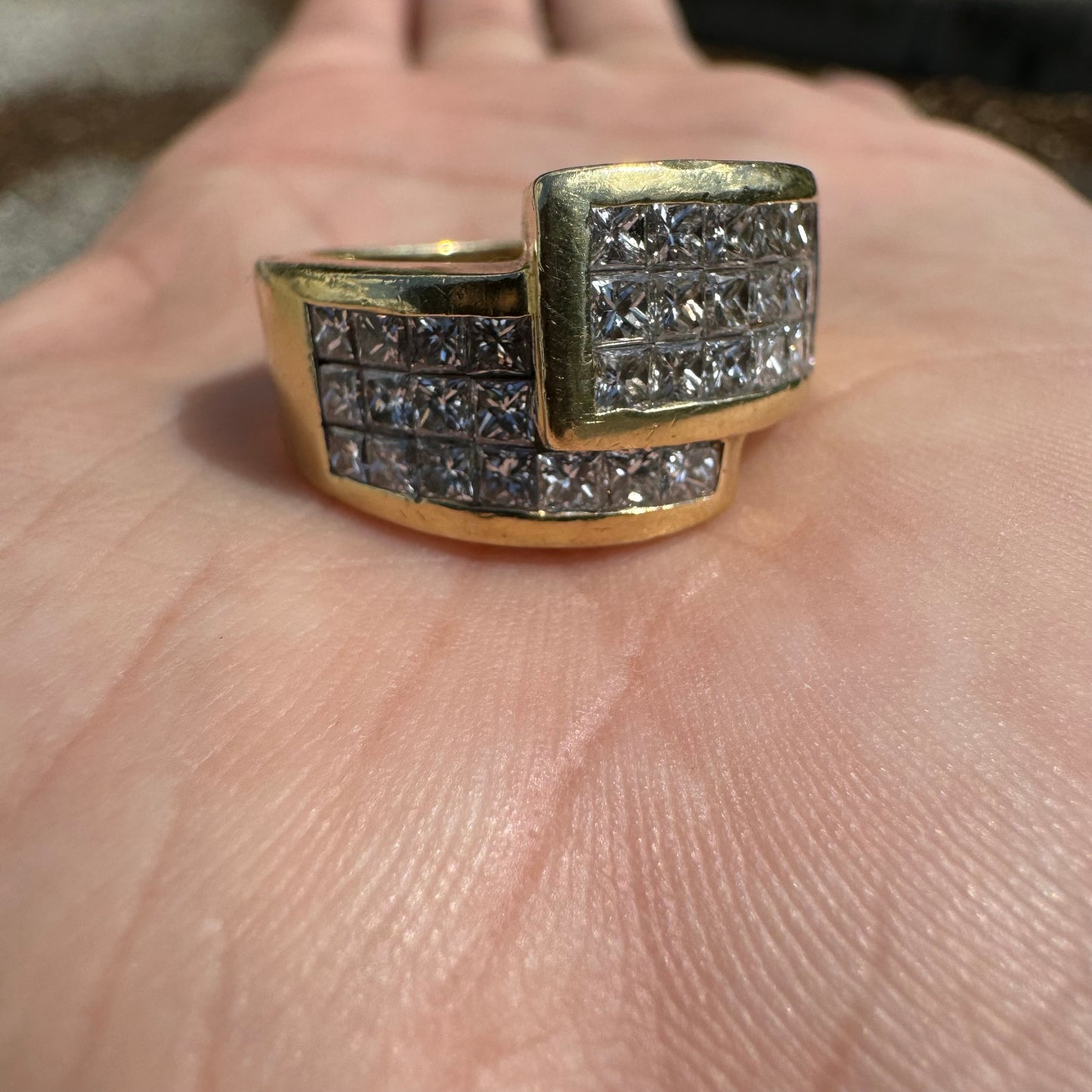 Vintage 18k Yellow Gold Custom Made 3.25CTW Princess Cut VS Diamond Ring (8.5)