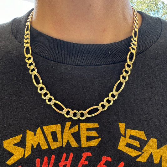 Vintage Solid 14k Italian Yellow Gold Heavyweight Knife-Edged Figaro Link Necklace (20”)