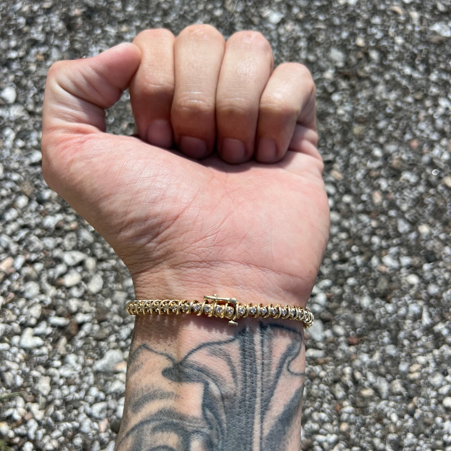 Vintage 14k Yellow Gold Heavyweight 1.0CTW Natural Diamond Classic Tennis Bracelet (7”)