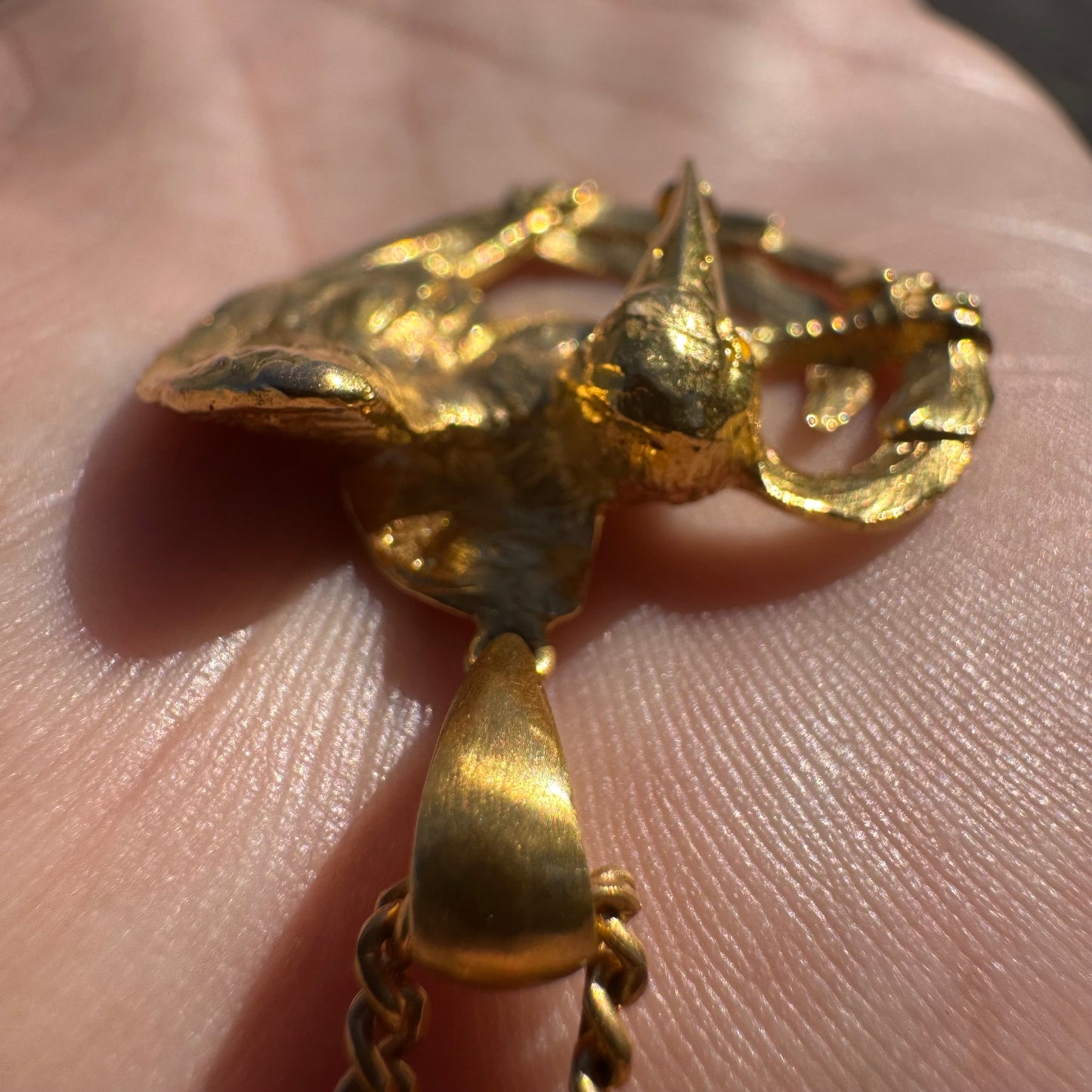 Antique Solid 19.1k Old Mine Cut Diamond Crow Pendant