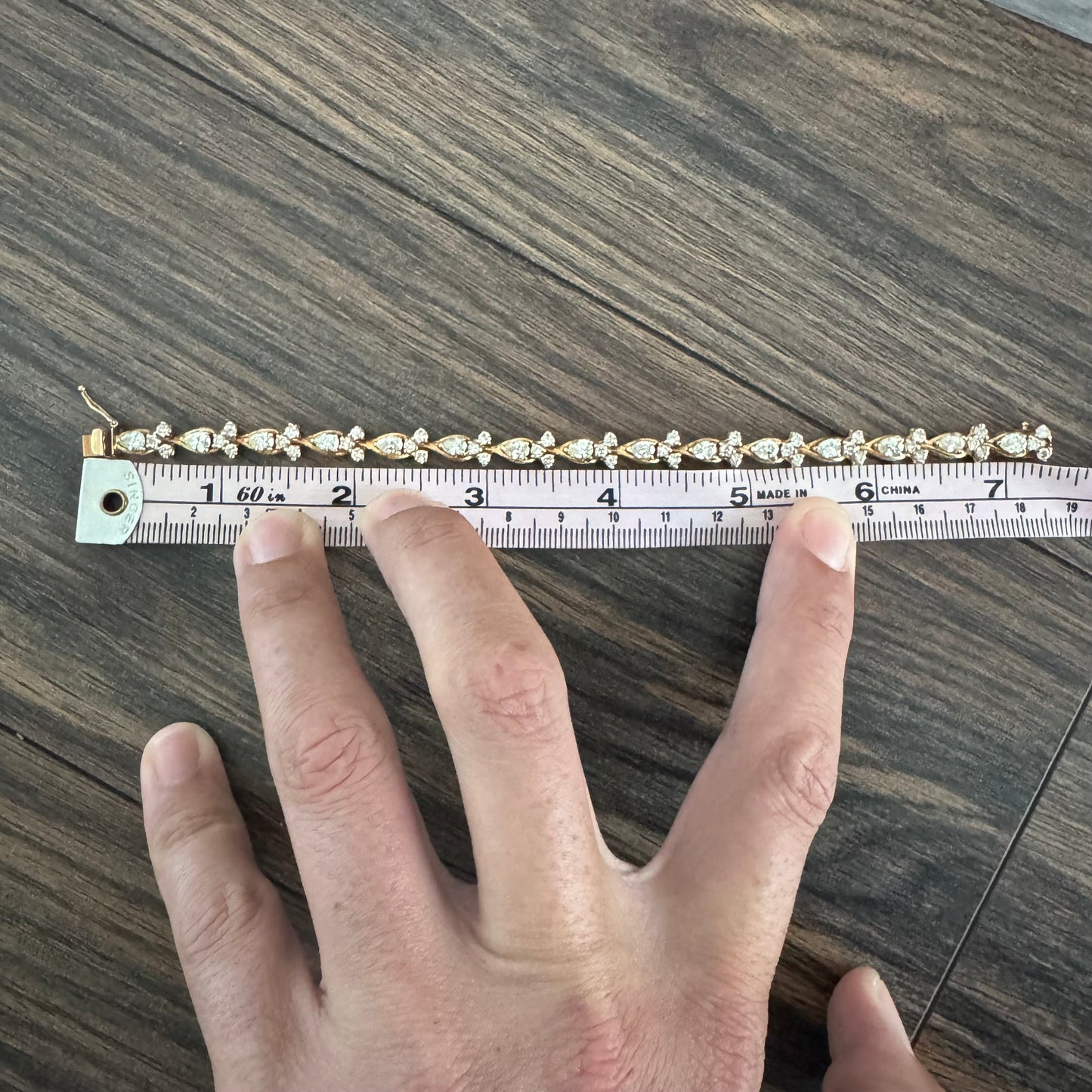 Vintage Solid 14k Yellow Gold 6.0ctw Natural Diamond Bracelet (7”)