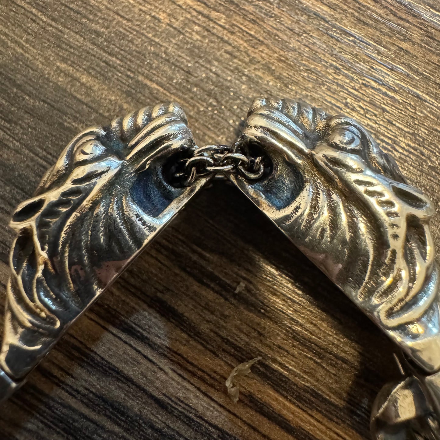 Gucci Solid Sterling/.925 Double Tiger Cuban Link Bracelet (Size:16/6.75”)