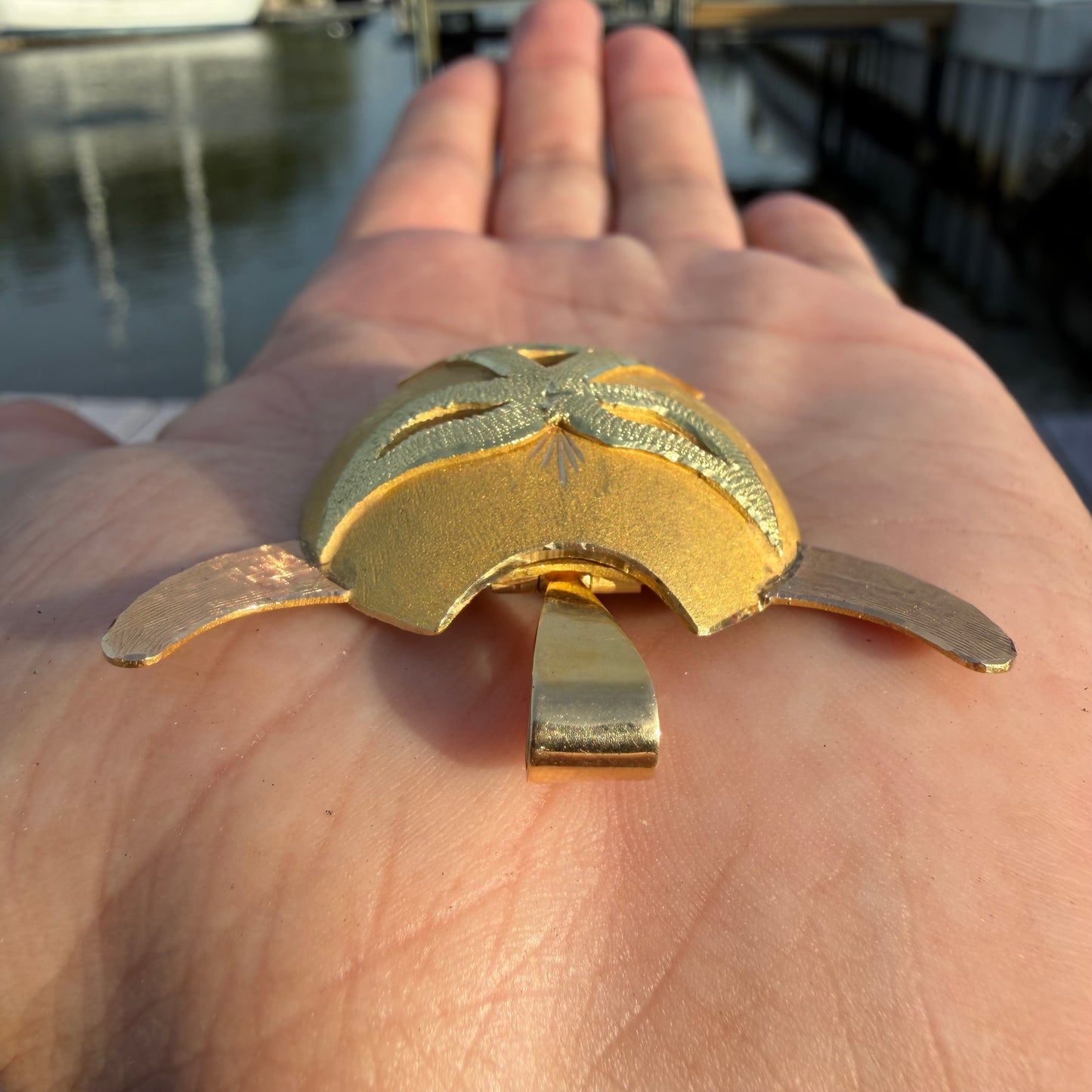 Mid-Century Solid 18k Gold Large Mexican Folkart Diablo Mask Pendant