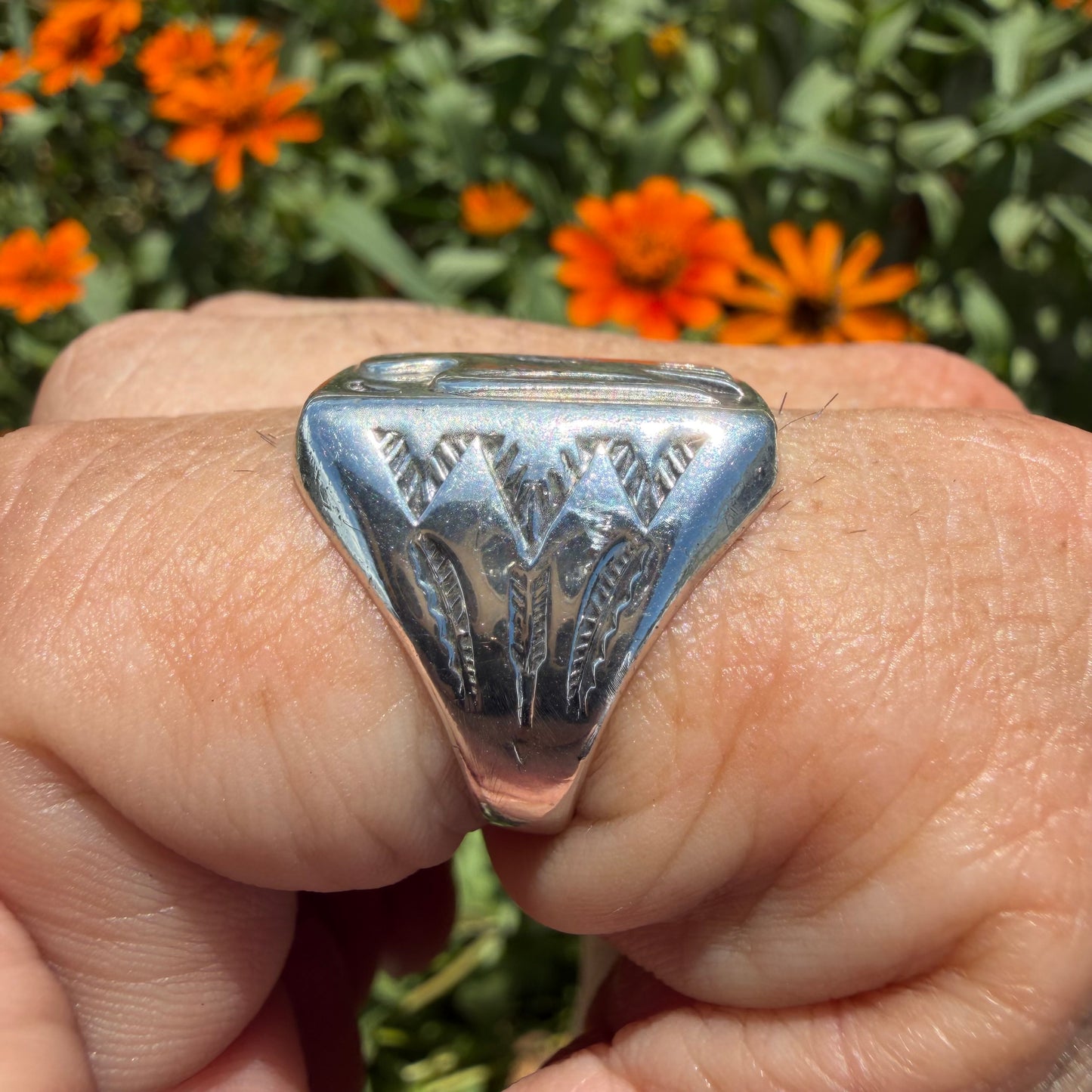 1960’s Bell Trading Post Sterling Silver Thunderbird Signet Ring (10)