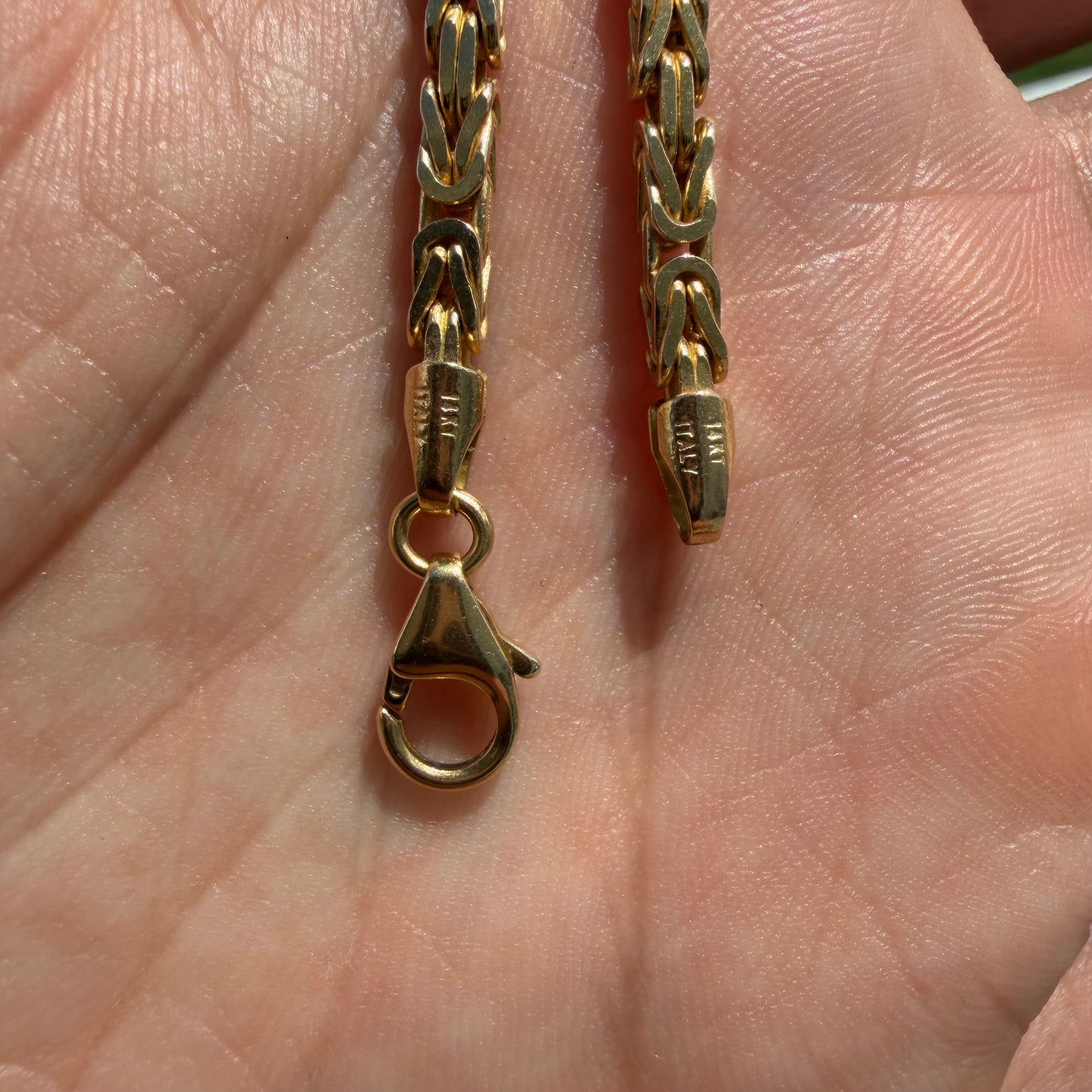Vintage Solid 14k Italian Yellow Gold Heavyweight Byzantine Link Necklace (24”)