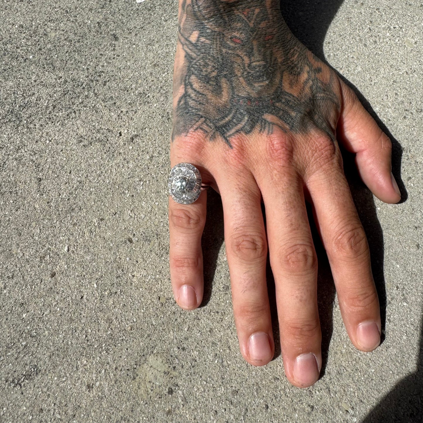 Art Deco Oscar Heyman Bros. Solid Platinum 3.8ctw Natural VS1 Diamond Cocktail Ring (5)