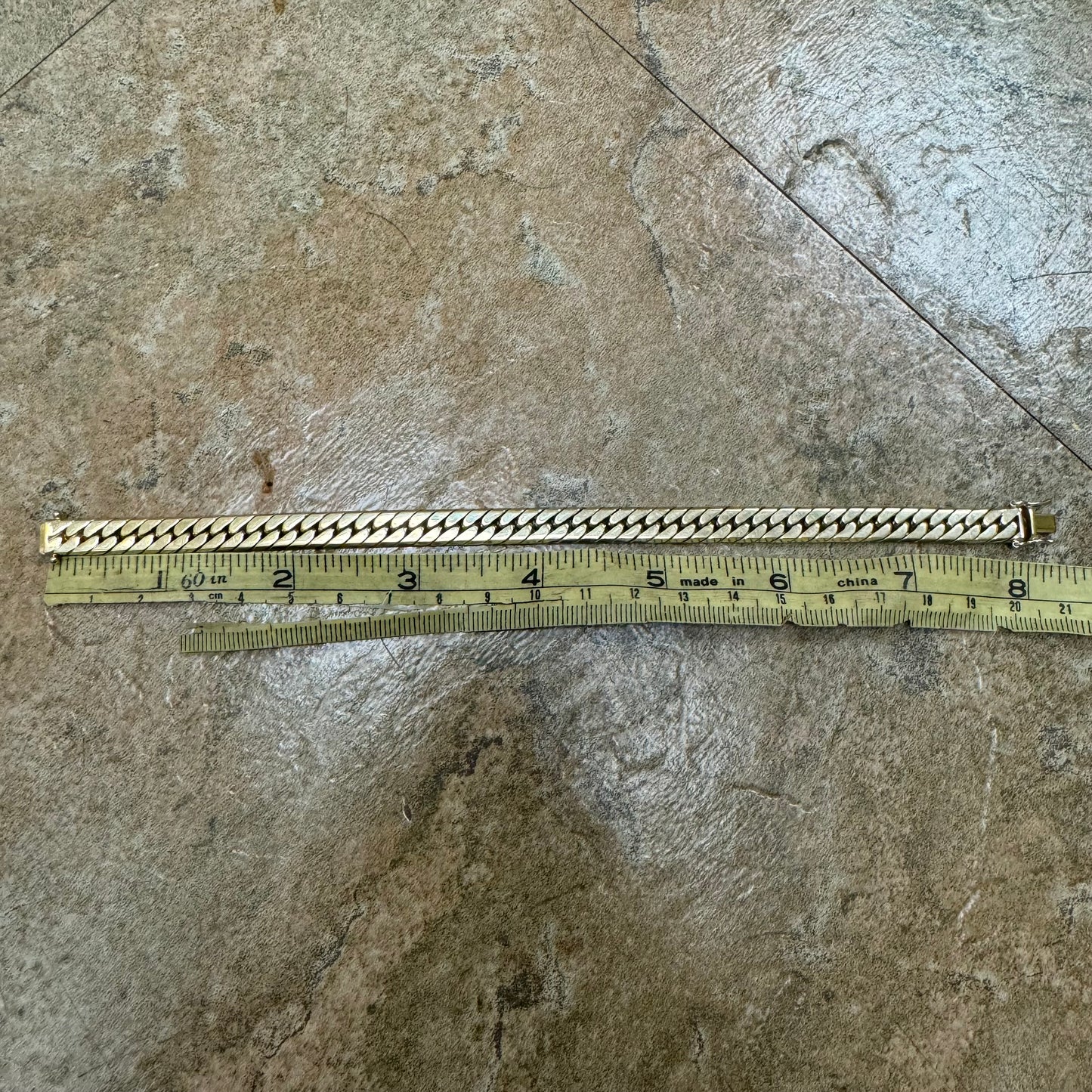 Vintage Solid 14k Yellow Gold Old School Sleek Miami Cuban Link Bracelet (8”)