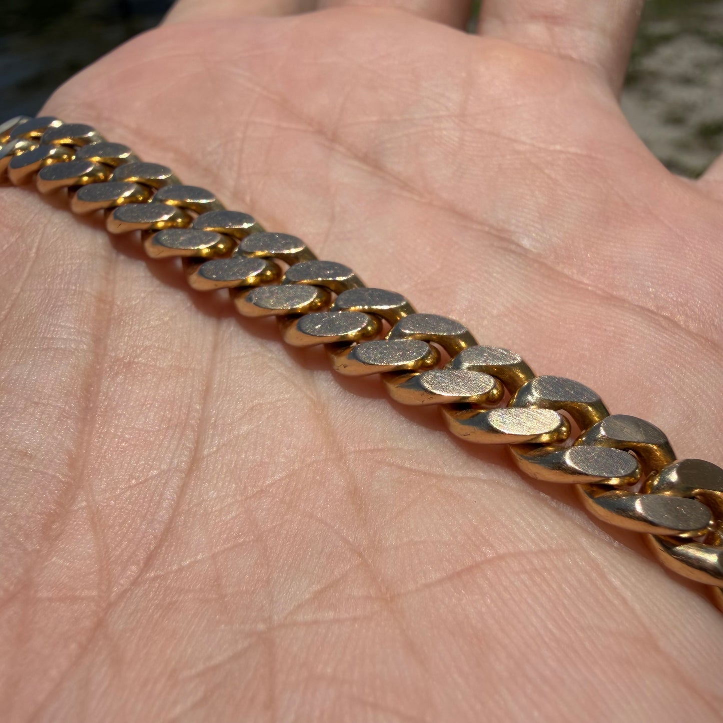 Vintage Solid 18k Yellow Gold Handcrafted Heavyweight Cuban Curb Link Necklace (15.5”)