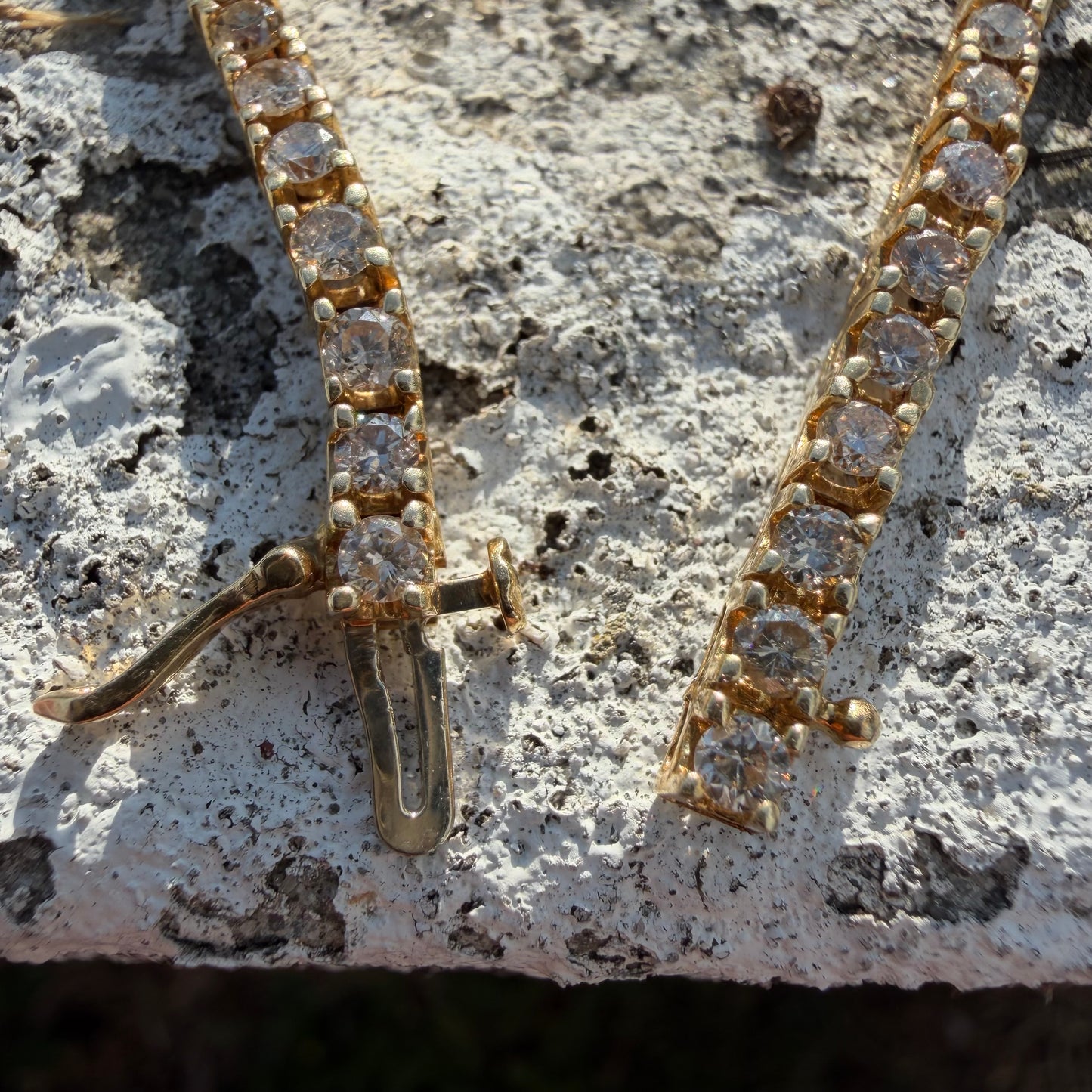Vintage Solid 14k Yellow Gold 3.5Ctw Natural Diamond Classic Line Style Tennis Bracelet And Rolex Datejust 16013