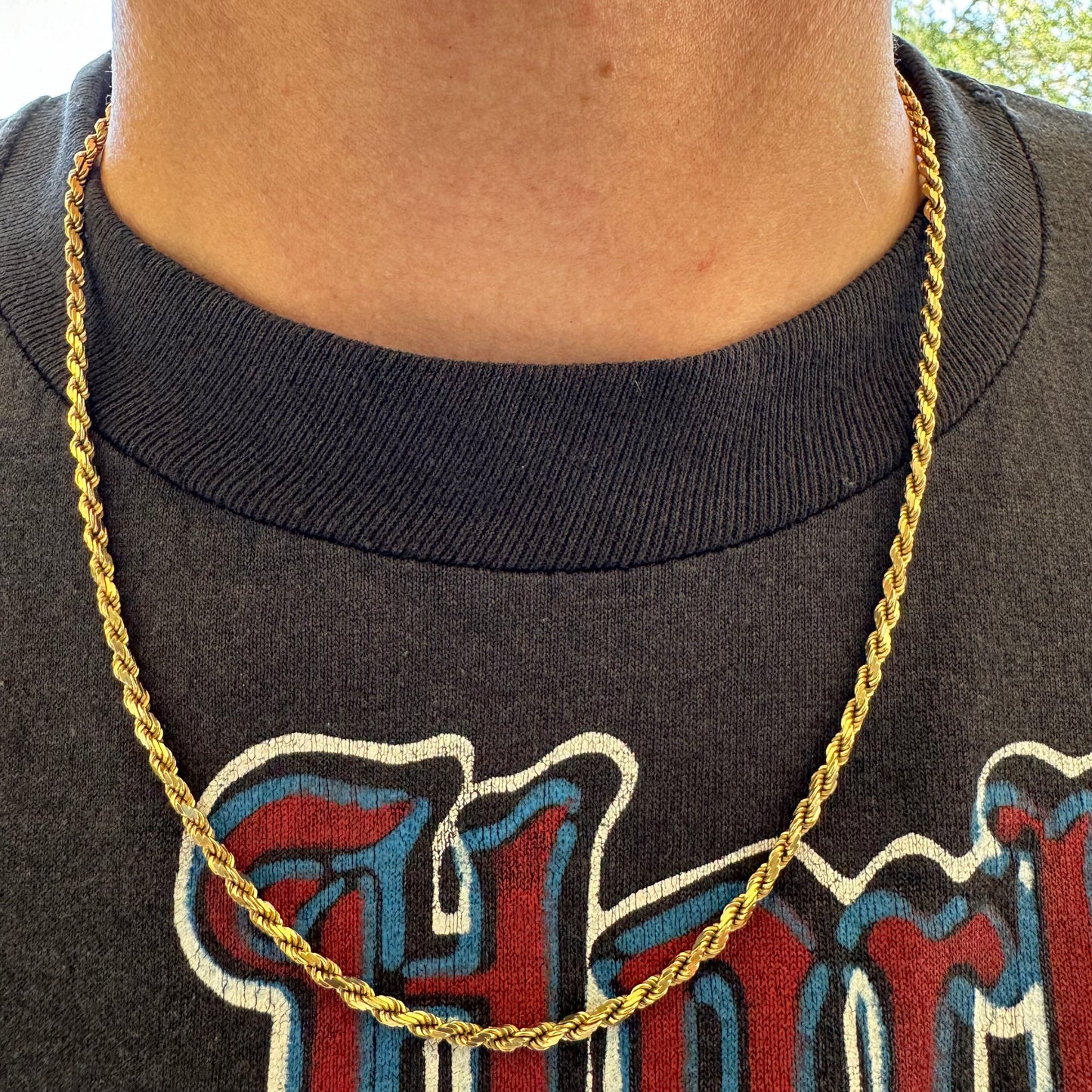 Vintage Solid 14k Yellow Gold Diamondcut Rope Chain Necklace (20”)
