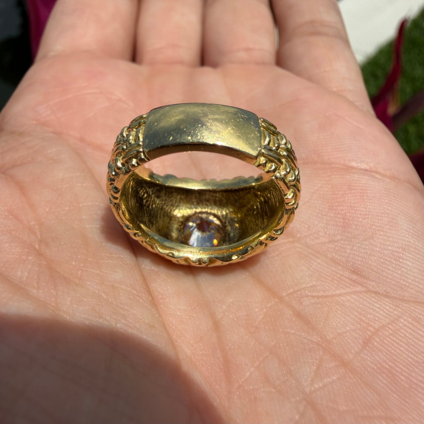 Vintage 2.0ct Natural VS1/I Old Euro Cut Diamond Solid 18k Yellow Gold Basket Weave Solitaire Ring(8)