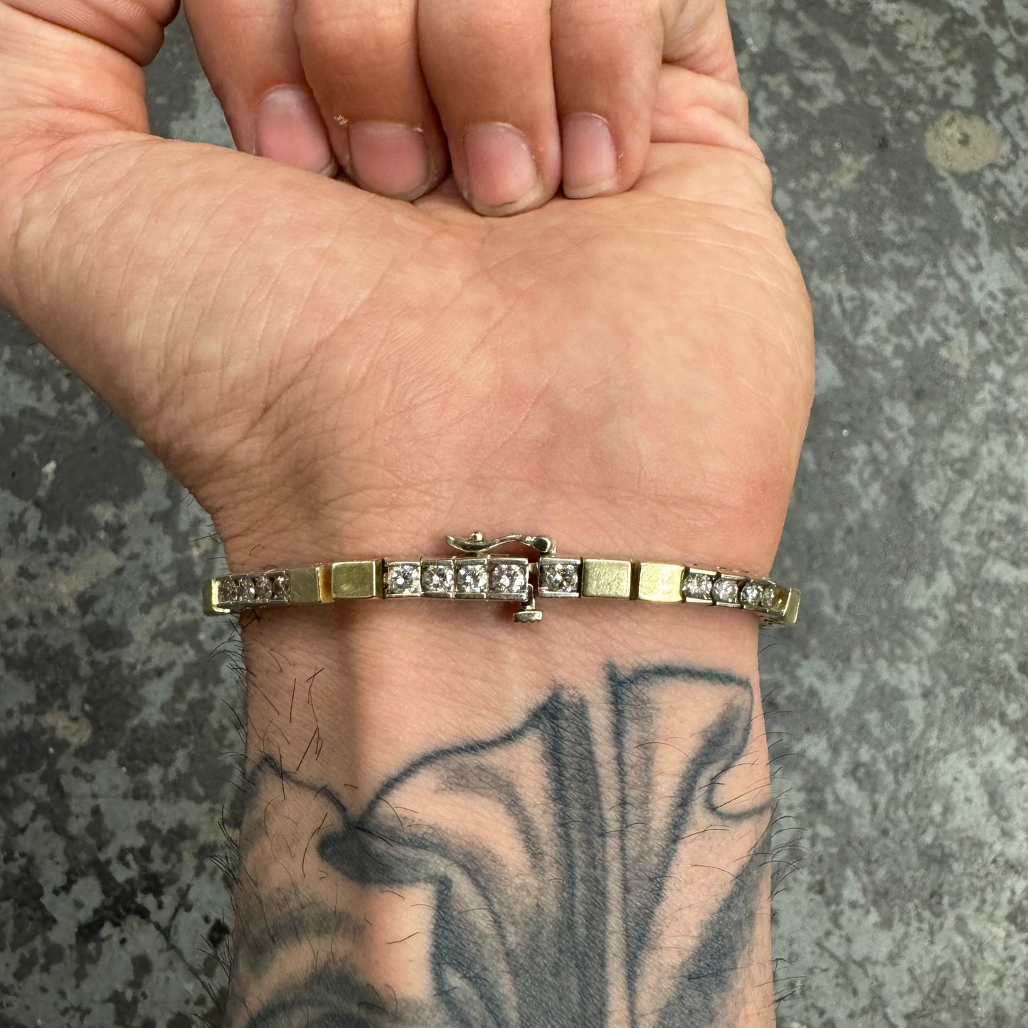 Vintage 14k Two-Tone (White/Yellow) 2.25CTW Natural Diamond Tennis Bracelet