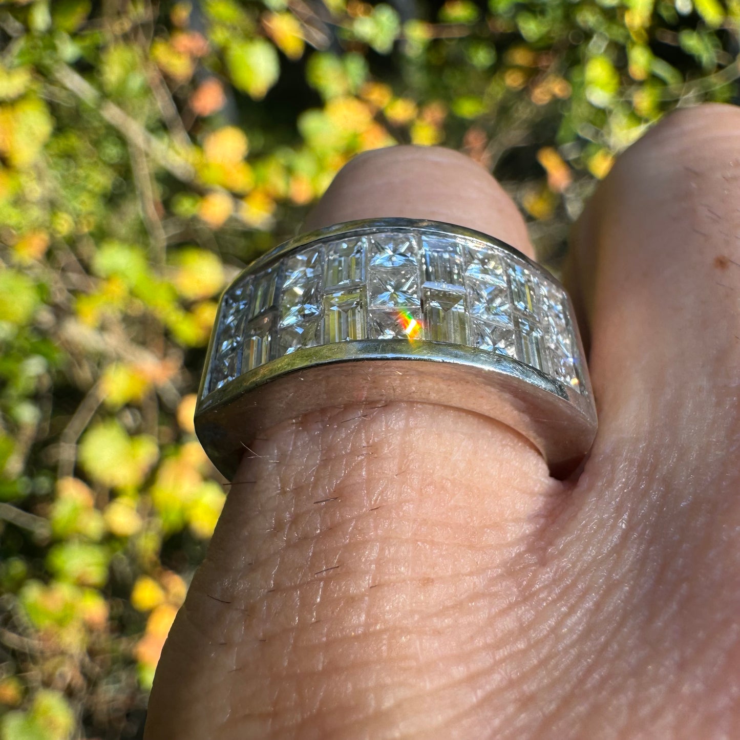 Vintage Solid 18k White Gold Invisible Set 2.5ctw VS Natural Diamond Ring (7)