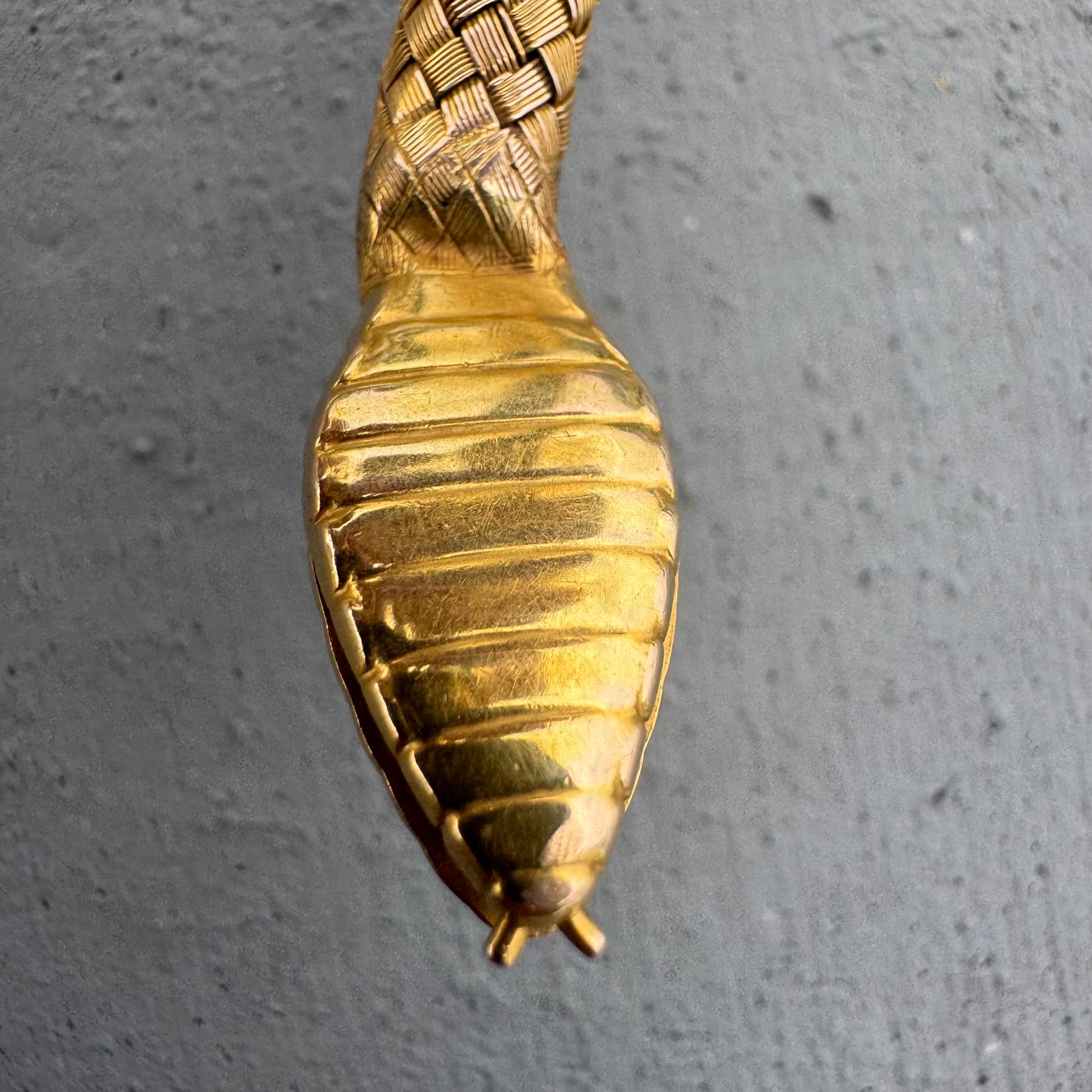 Circa 1840’s Early Victorian 19.7k Yellow Gold Woven Flexible Snake Band (24”)