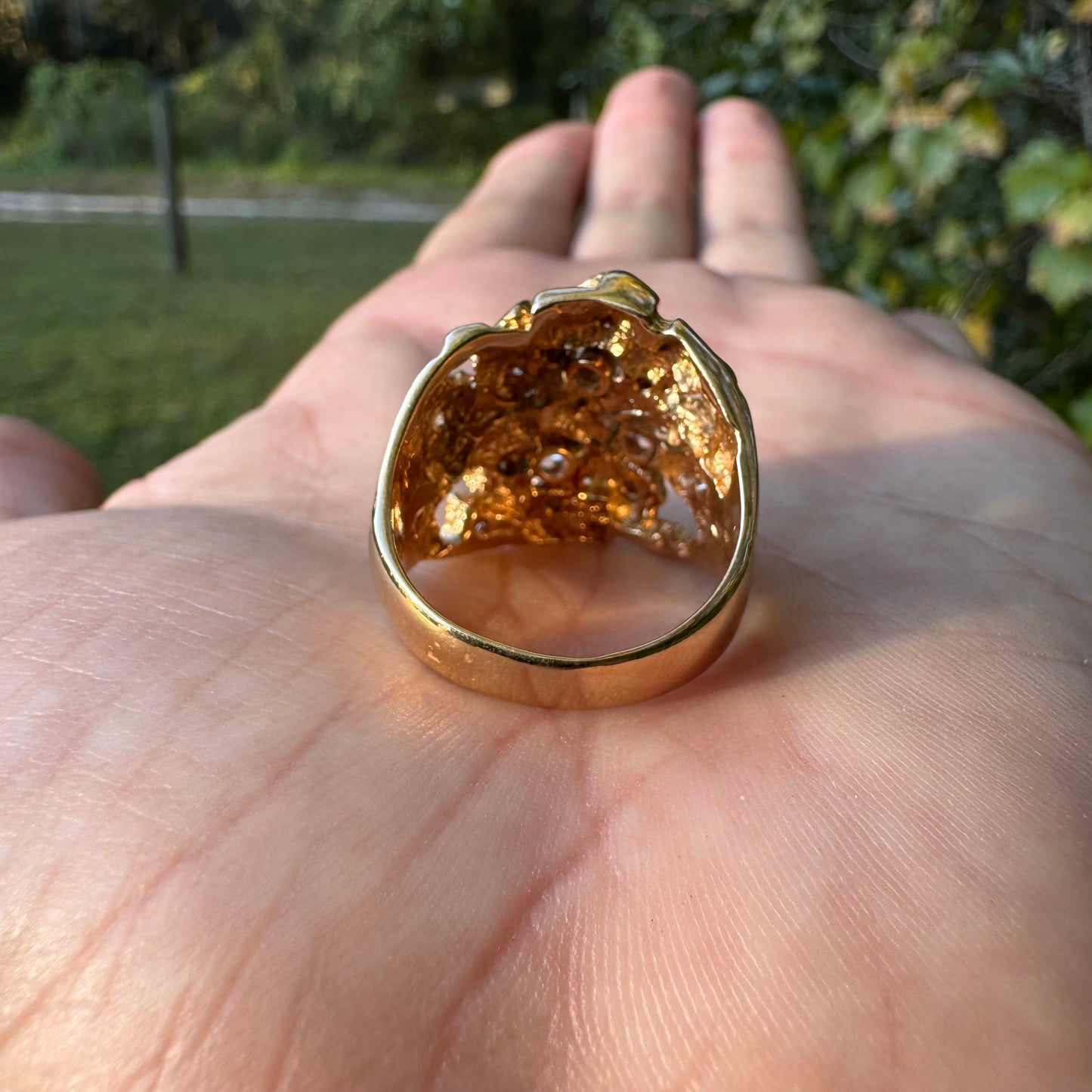 Vintage Solid 14k Yellow Gold 1.0ctw Natural Diamond Nugget Ring (9.25)