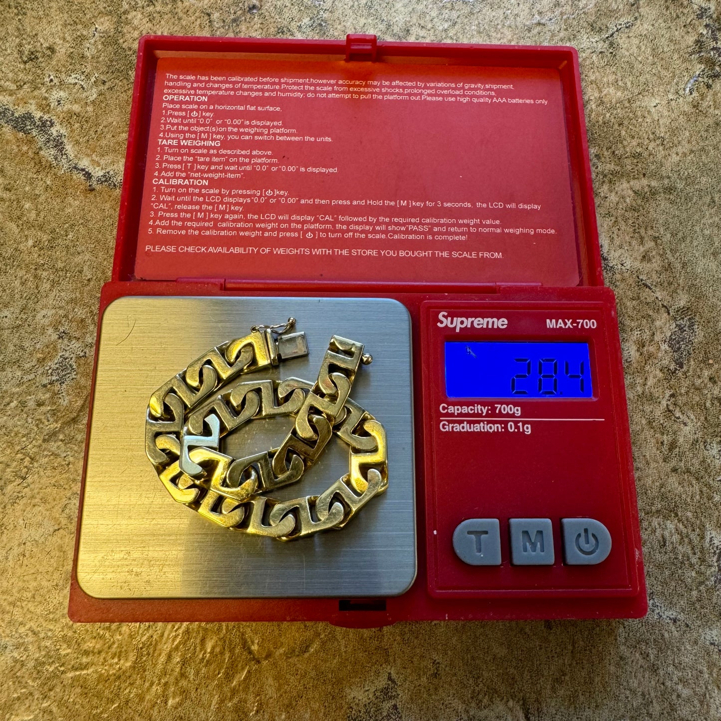 Vintage Solid 14k Yellow Gold Heavyweight Chunky Blocked Mariner Link Bracelet (7.5”)