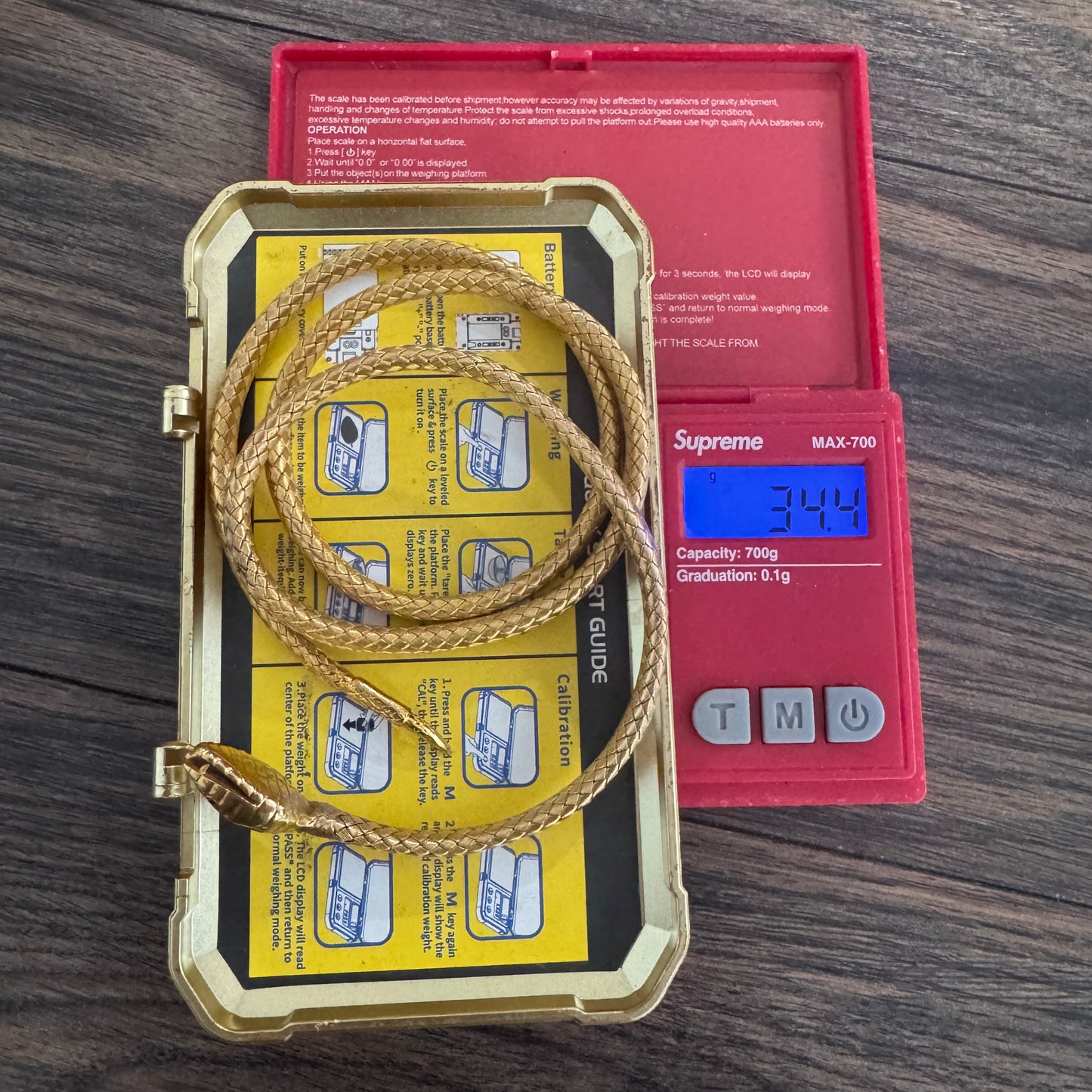 Circa 1840’s Early Victorian 19.7k Yellow Gold Woven Flexible Snake Band (24”)