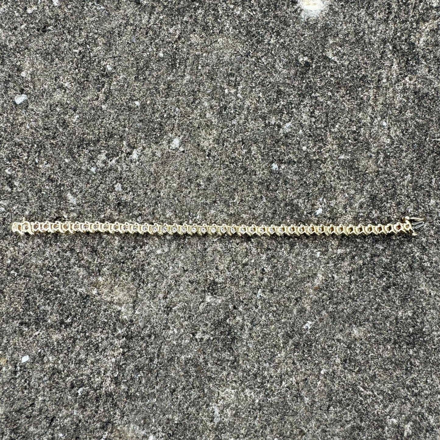 Vintage 2.5CTW Natural VS Diamond 14k Yellow Gold S-Link Tennis Bracelet (6.75”)