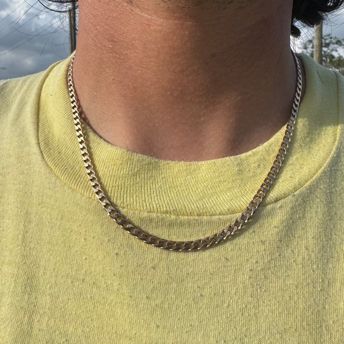 Vintage Solid 14k Italian Yellow Gold Classic Cuban Curb Link Necklace (18.5”)