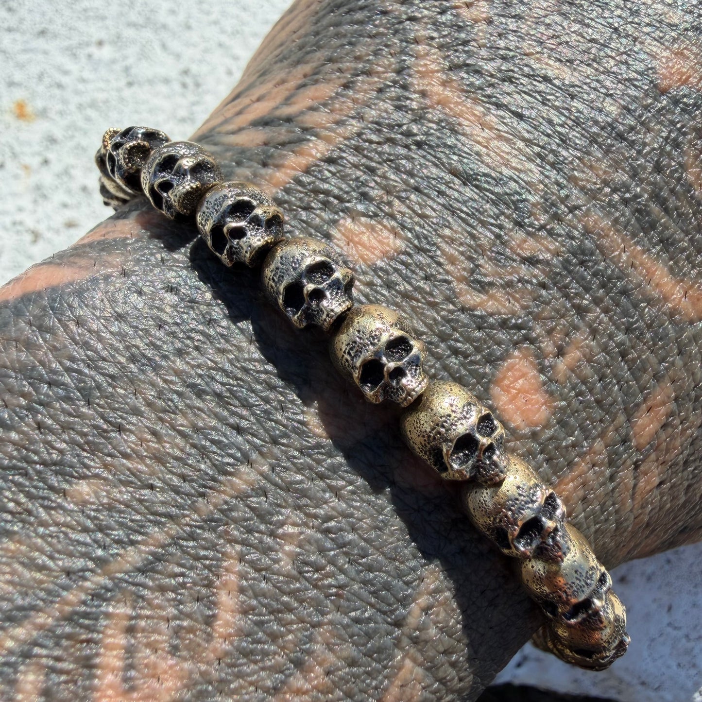 David Yurman 18k Yellow Gold Memento Mori Skull Bracelet (Medium-7.75”)