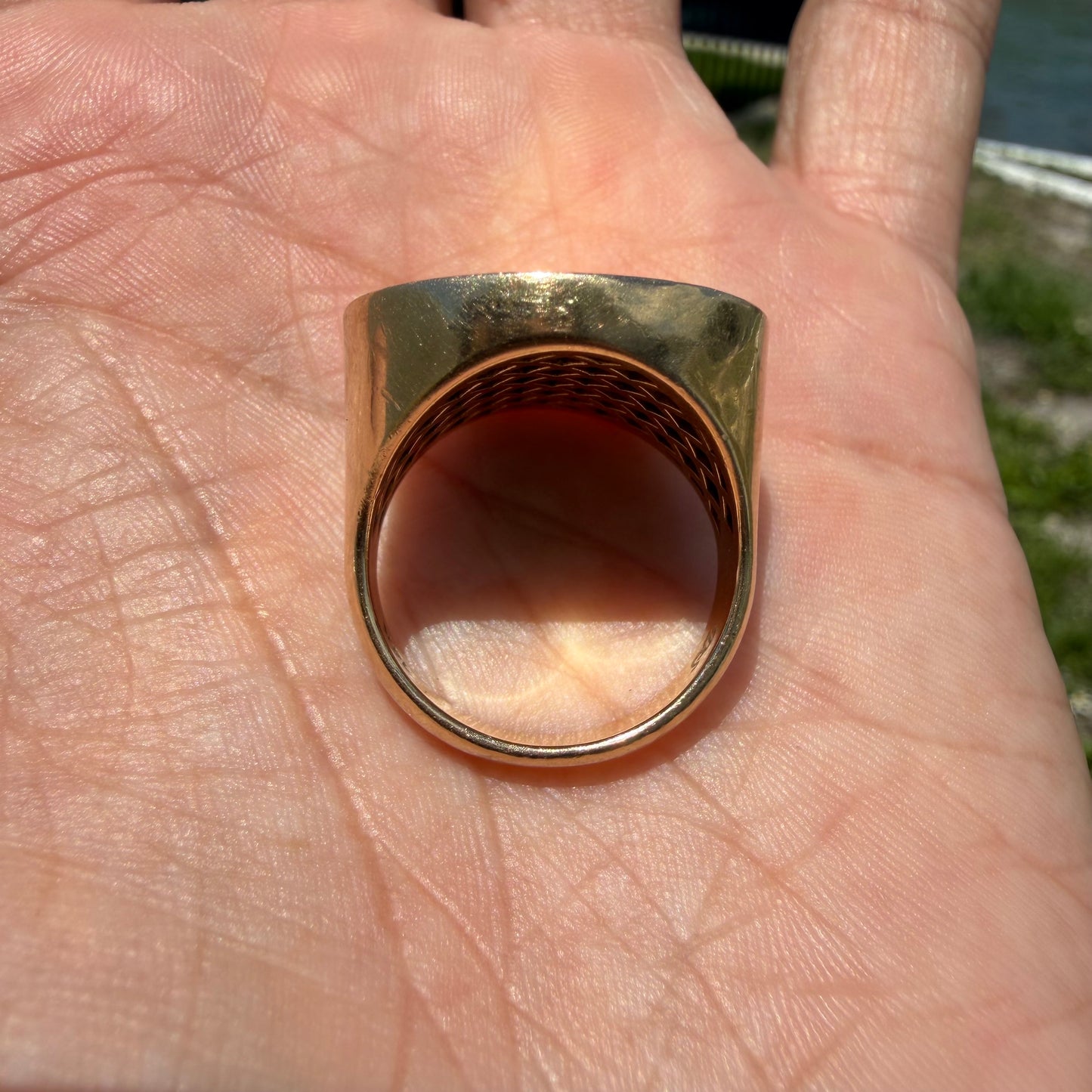 Vintage Bezel Set Solid 14k Yellow Gold 1887 $5 Liberty Coin Ring