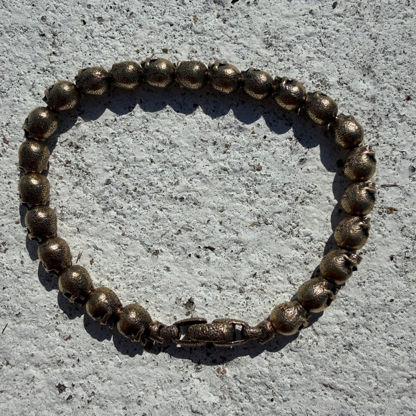 David Yurman 18k Yellow Gold Memento Mori Skull Bracelet (Medium-7.75”)
